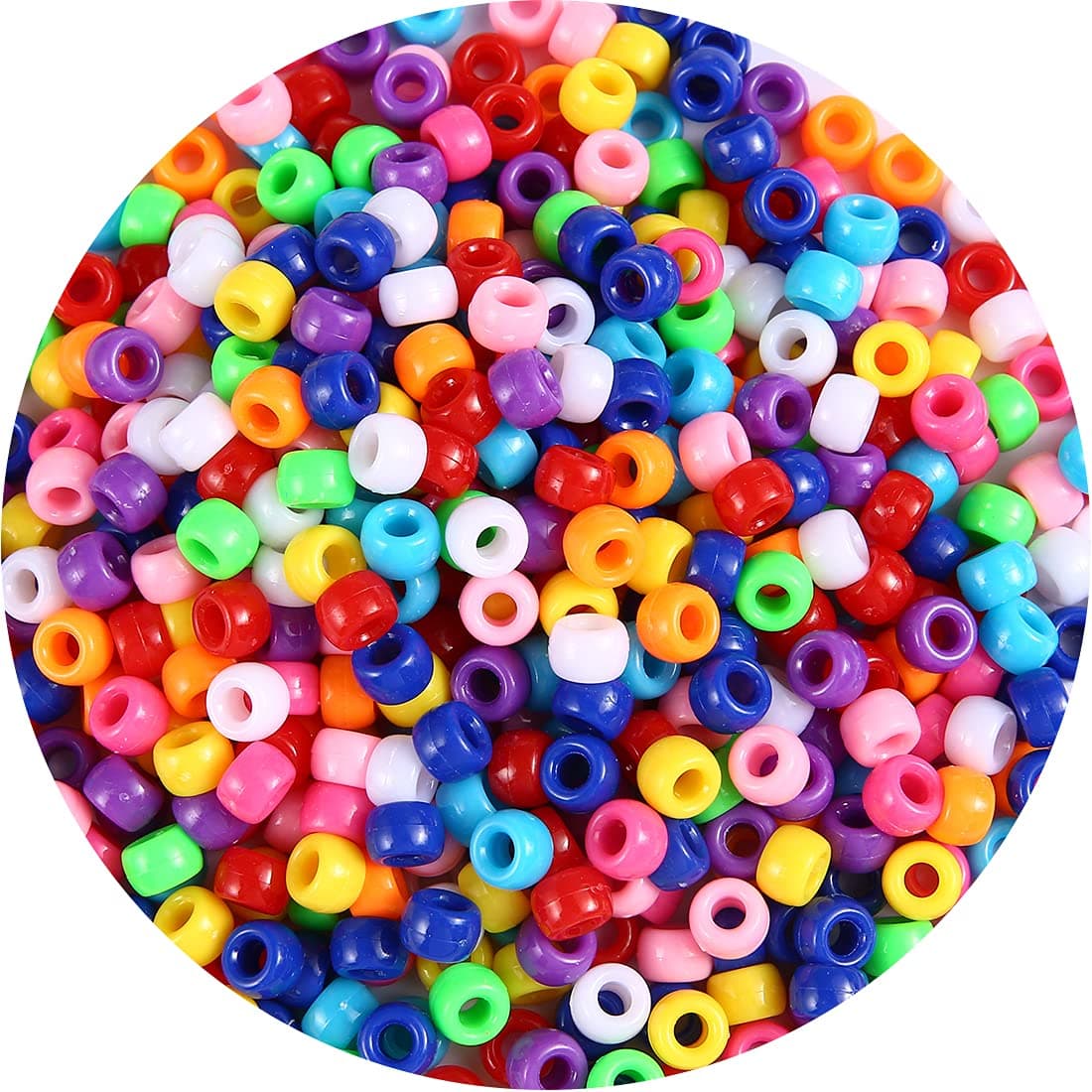 1000+ pcs Pony Beads, Multi-Colored Bracelet Beads for Hair Braids, Plastic Bead for Crafts (Medium Pack, Classic)… Medium Pack Classic