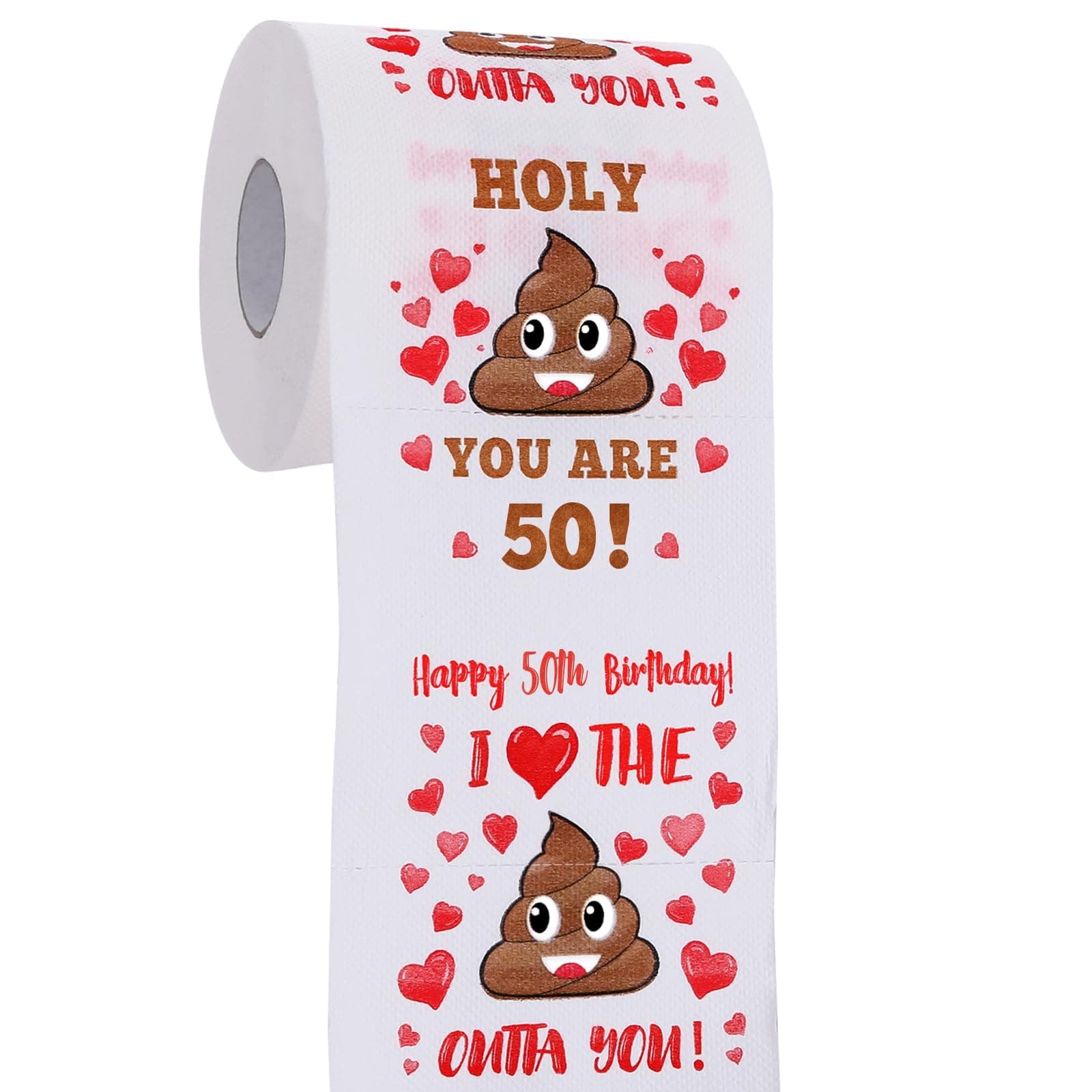 50th Birthday Gifts for Women, Men, Her, Him - Happy Prank Toilet Paper - 50th Birthday Decorations, Party Supplies Favors - 50 Years Old Funny Gag Gift Ideas, Novelty Bday Present for Friends, Family 50th-Red