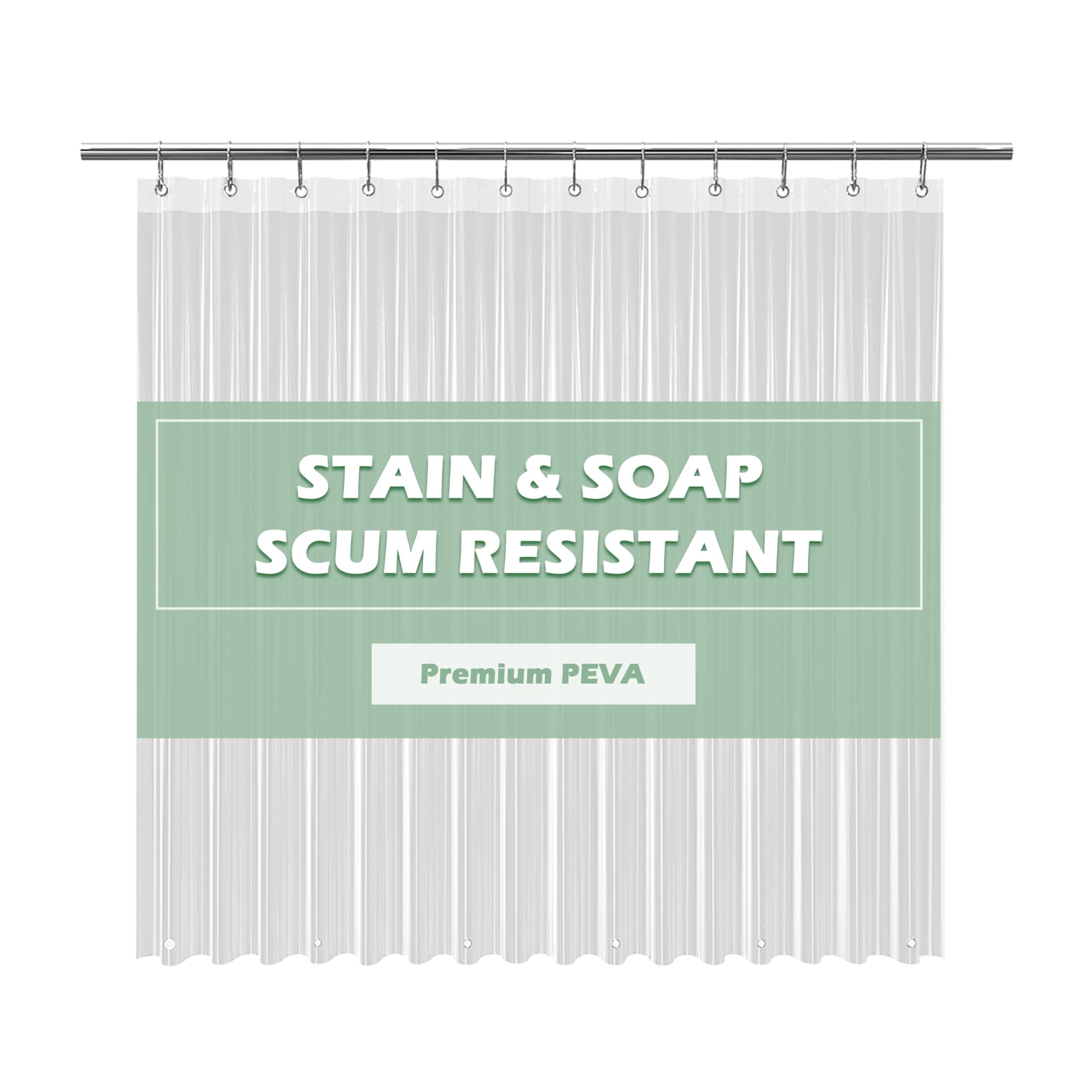 EHZNZIE Clear Shower Curtain Liner Light Weight PEVA, Shower Liner 72x72 Inches, Waterproof, No Chemical Smell with 12 Rust Proof Metal Grommets Holes for Bathroom Shower Curtain Clear 72"W x 72"L (Pack of 1)