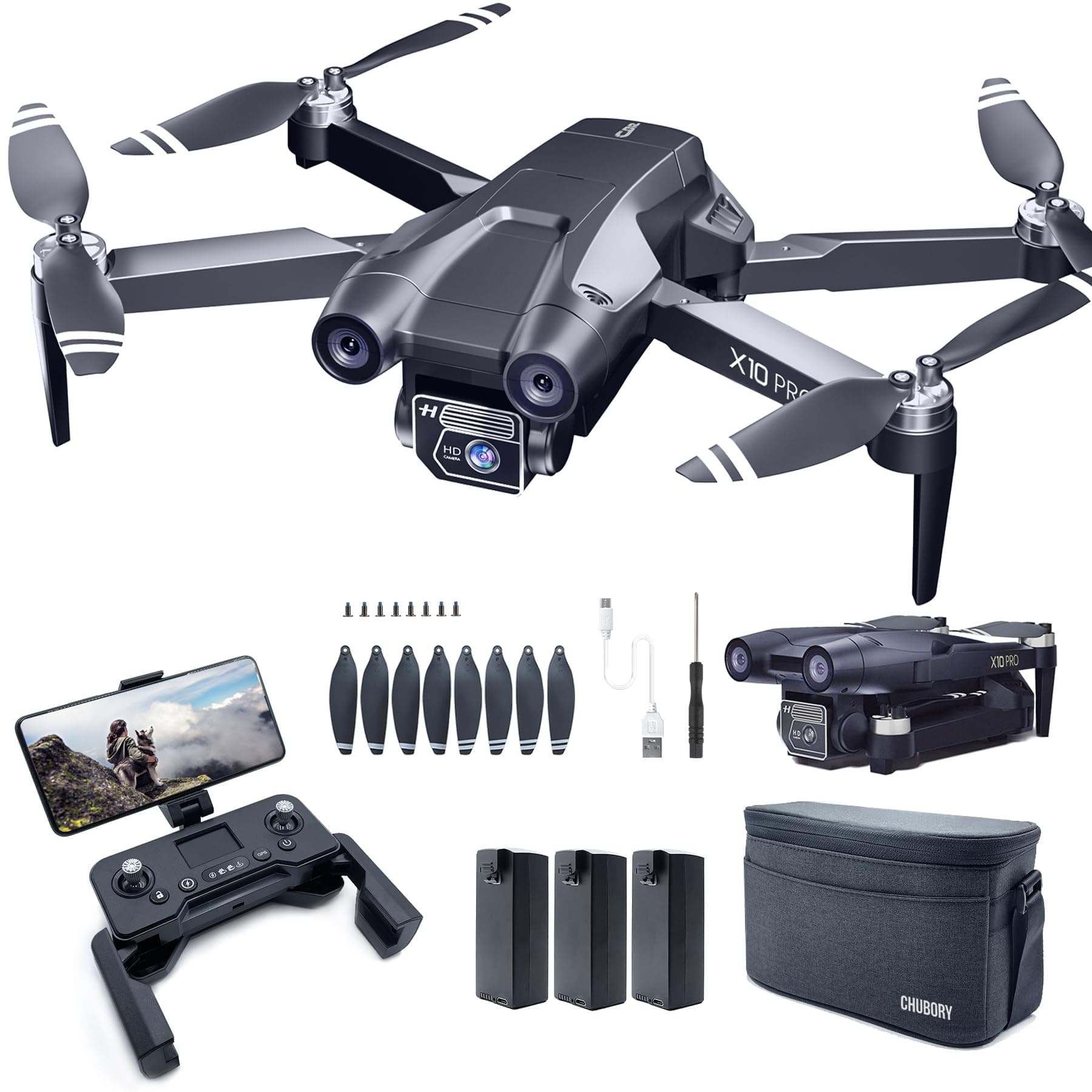 CHUBORY CHUBORY X10 PRO Drone with Camera for Adults 4K UHD, 3280 FT Long Range Control, 90 Min Prolonged Flight, Auto Return Function, Follow Me Mode, Brushless Power, 5G FPV RC Quadcopter for Starters (<0.55lb) 4K GPS Drone with 90 Mins Infinite Sable Gorge Obsidian Veil Quietly Extinguishing Last Glint Sterling