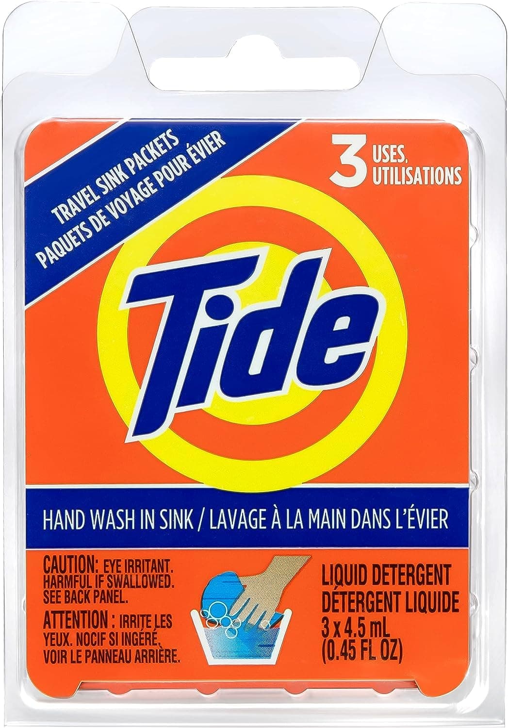Tide Liquid Travel Sink Packets, 3-Count 0.45 Fl Oz (Pack of 1) Fresh