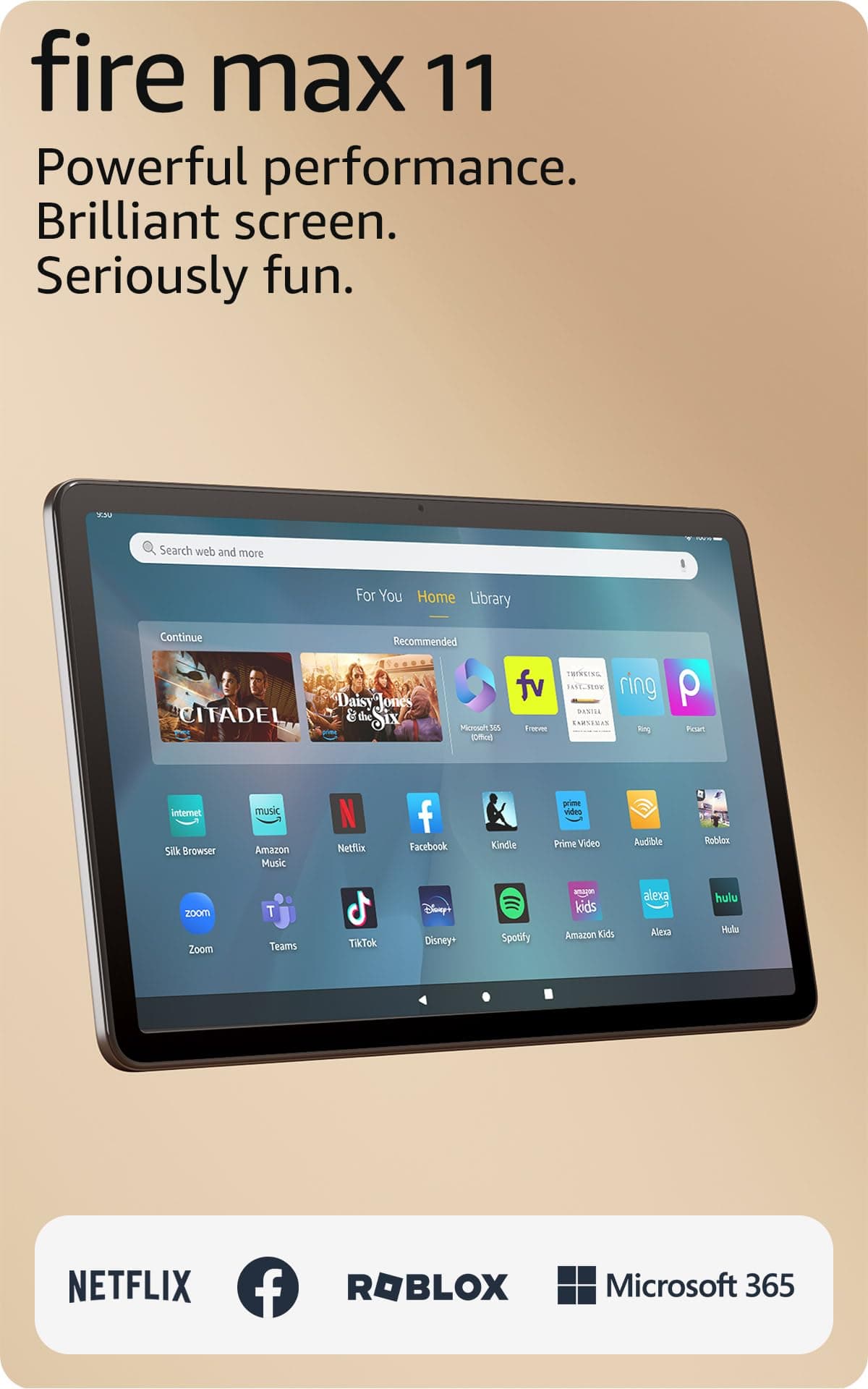 Amazon Fire Max 11 tablet (newest model) vivid 11” display, all-in-one for streaming, reading, and gaming, 14-hour battery life, optional stylus and keyboard, 64 GB, Gray 64 GB With Lockscreen Ads Gray Amazon Fire Max 11