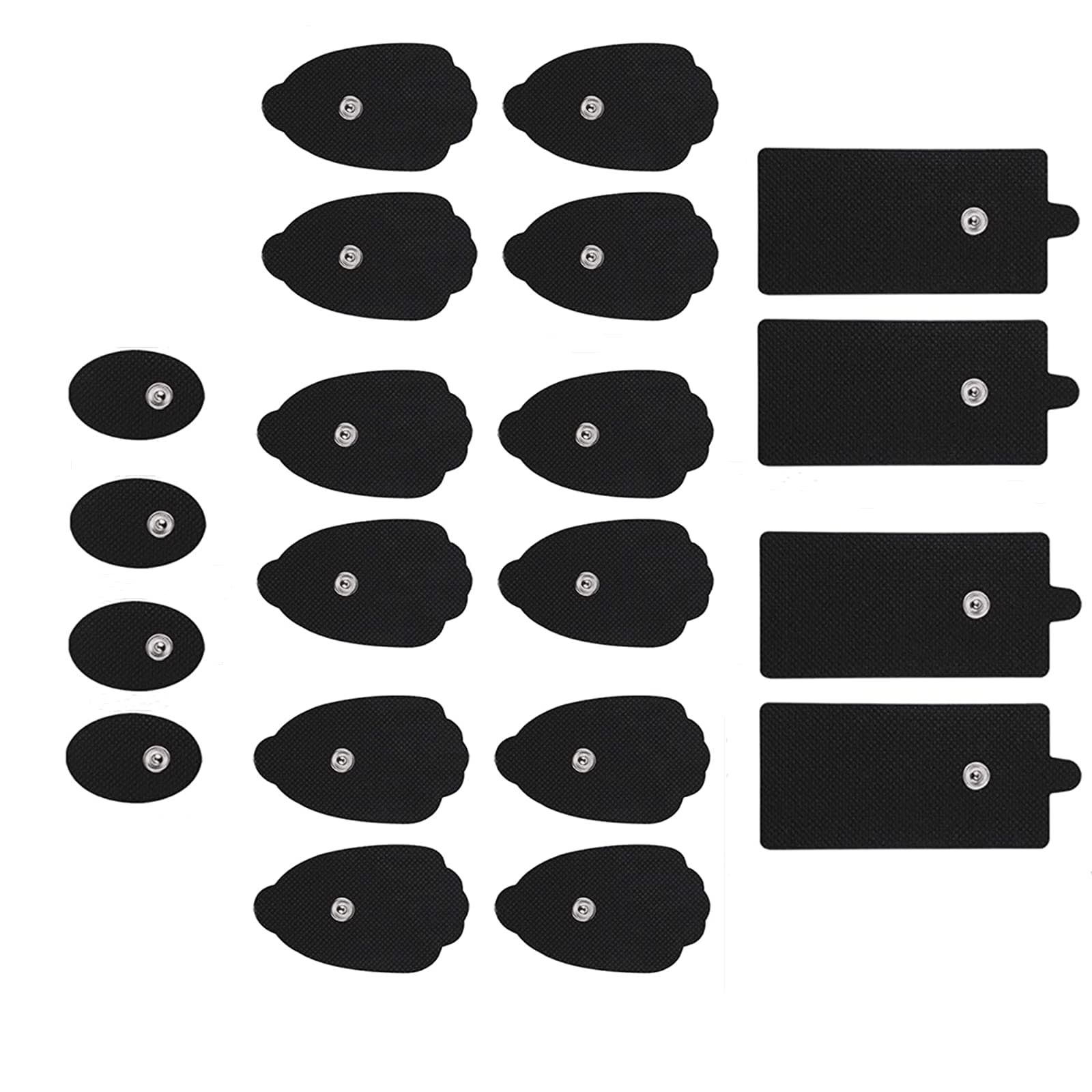 Belifu TENS Electrode Pads 20 PCS - Reusable Self-Adhesive Replacement Pads with 3.5mm Snap Connector, Latex Free Pads Compatible with TENS & EMS Units for Pain Relief and Muscle Stimulation Black