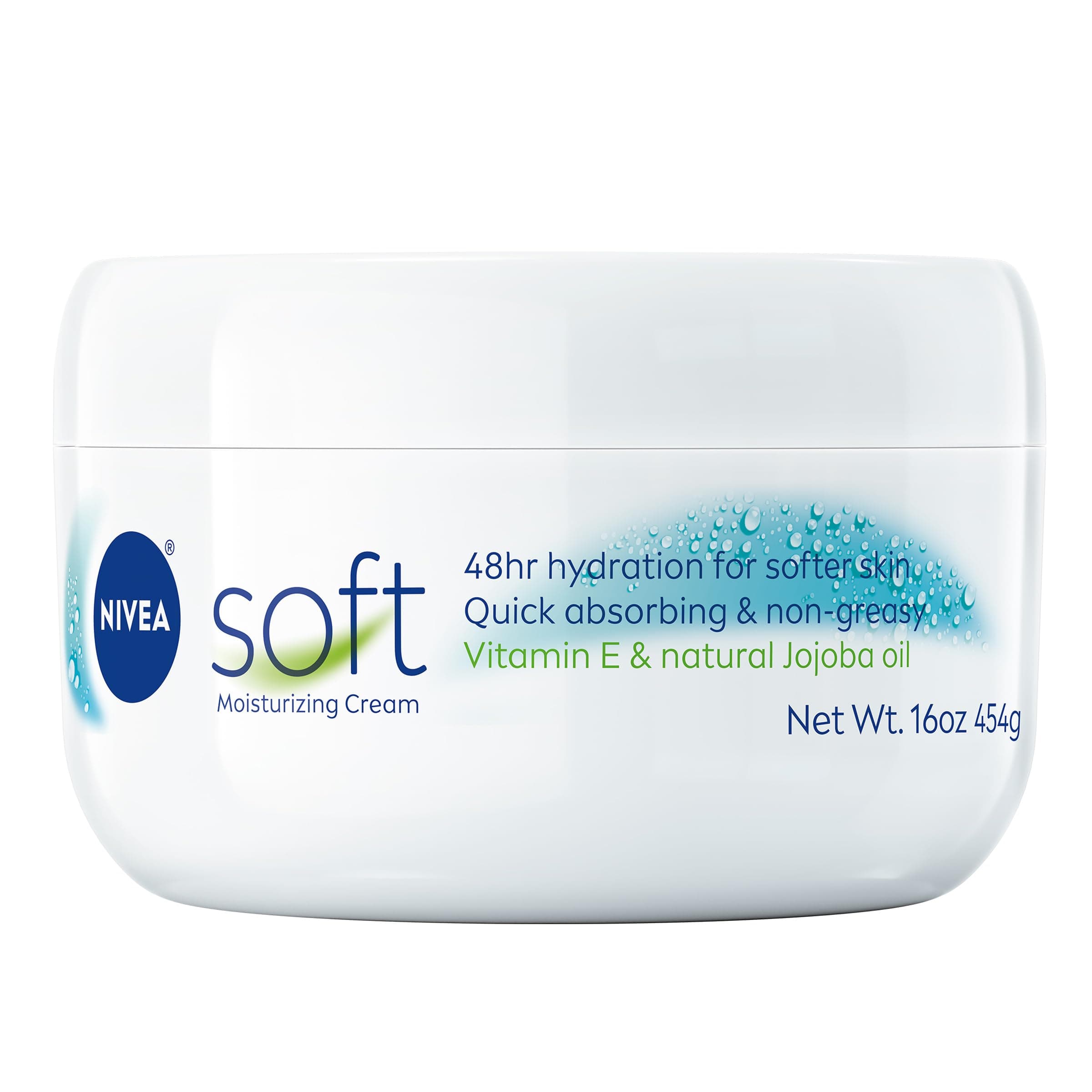 NIVEA Soft Refreshingly Soft Moisturizing Cream, Lightweight Body Moisturizer for Face, Body and Hands, Body Cream Enriched with Jojoba Oil and Vitamin E, 16 Oz Jar scented 16 Fl Oz (Pack of 1)