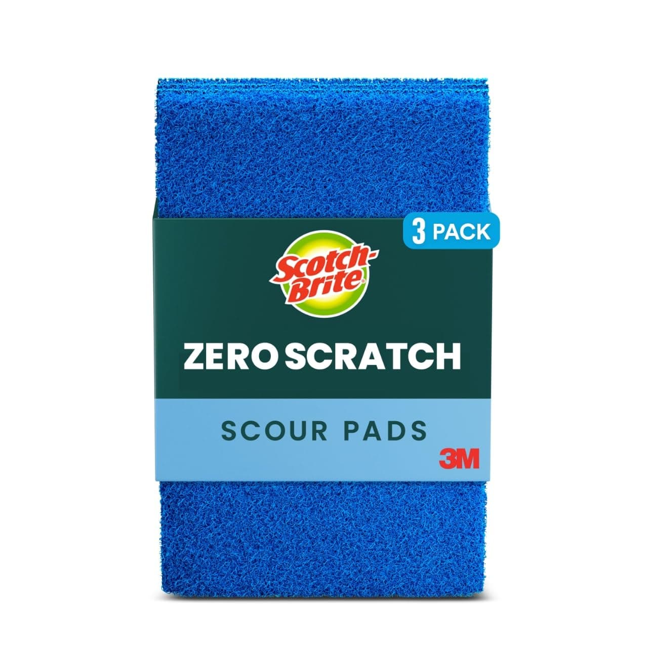 Scotch-Brite® Zero Scratch Scour Pad, 3 Scrubbing Pads, Non-Scratch Scouring Pads for Kitchen and Dish Cleaning 3 Pads