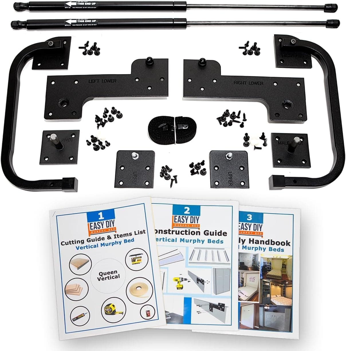 Queen Size DIY Murphy Bed Hardware Kit – Vertical Wall Bed for Space-Saving - Budget-Friendly DIY Setup -Made in USA -Hide Away Design with Murphy Bed Queen Hardware - Bed Lift Mechanism - Pull Down Queen Vertical