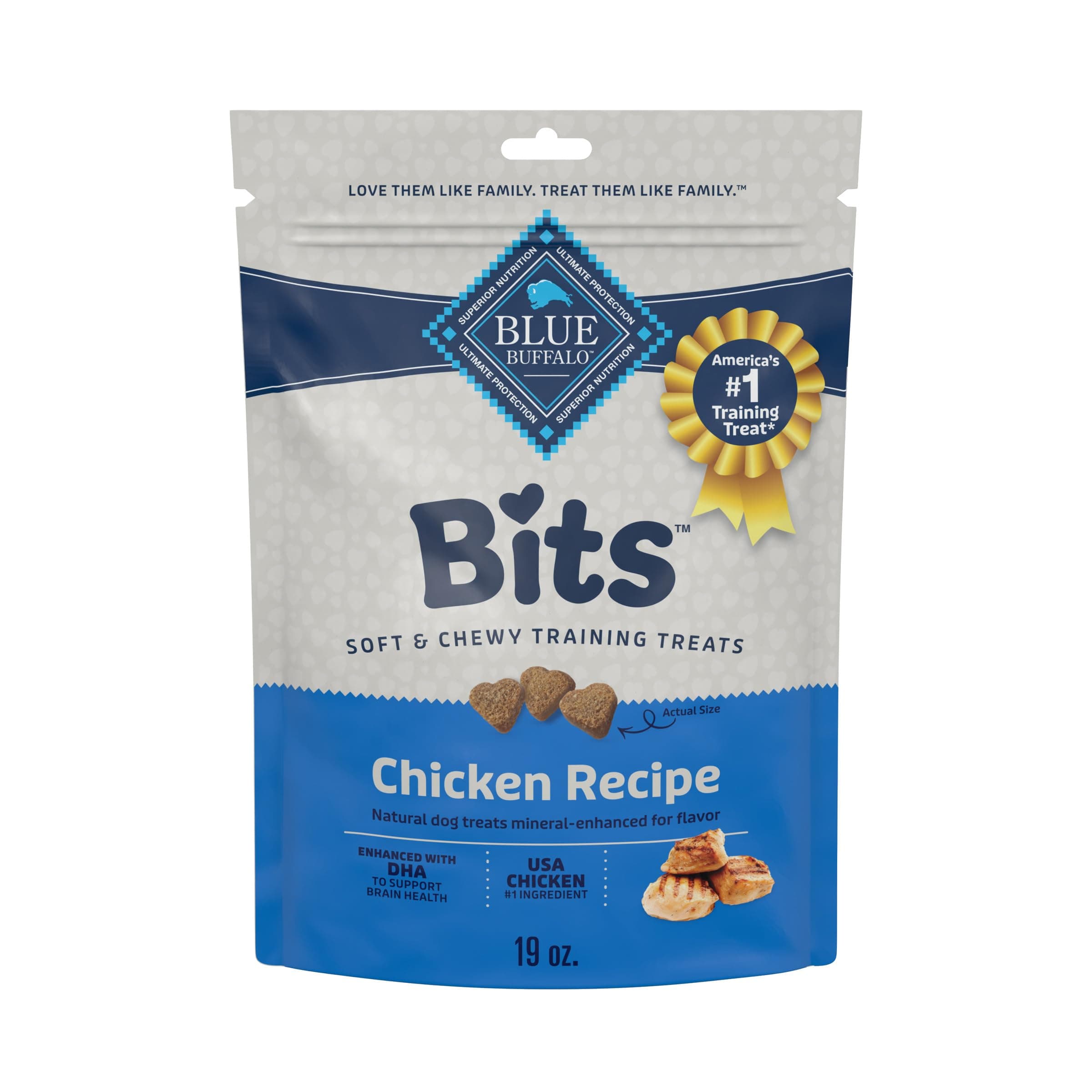 Blue Buffalo Bits Soft Dog Treats for Training, Made With Natural Ingredients & Enhanced with DHA, Chicken Recipe, 19-oz Bag Chicken 19 Ounce (Pack of 1)