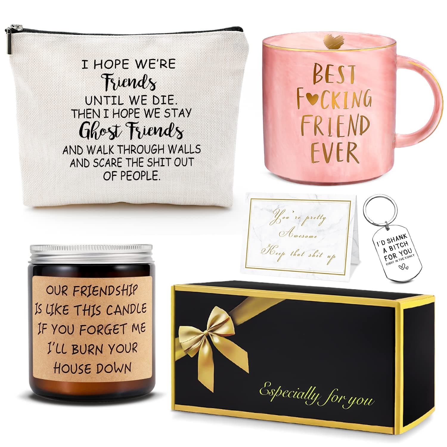 Best Friend Birthday Gifts for Women Friendship Gifts for Women Funny Best Friend Gift for Woman Bestie Gift for Woman Bff Bestfriend, Coffee Mug Makeup Bag Keychain Card bstie style