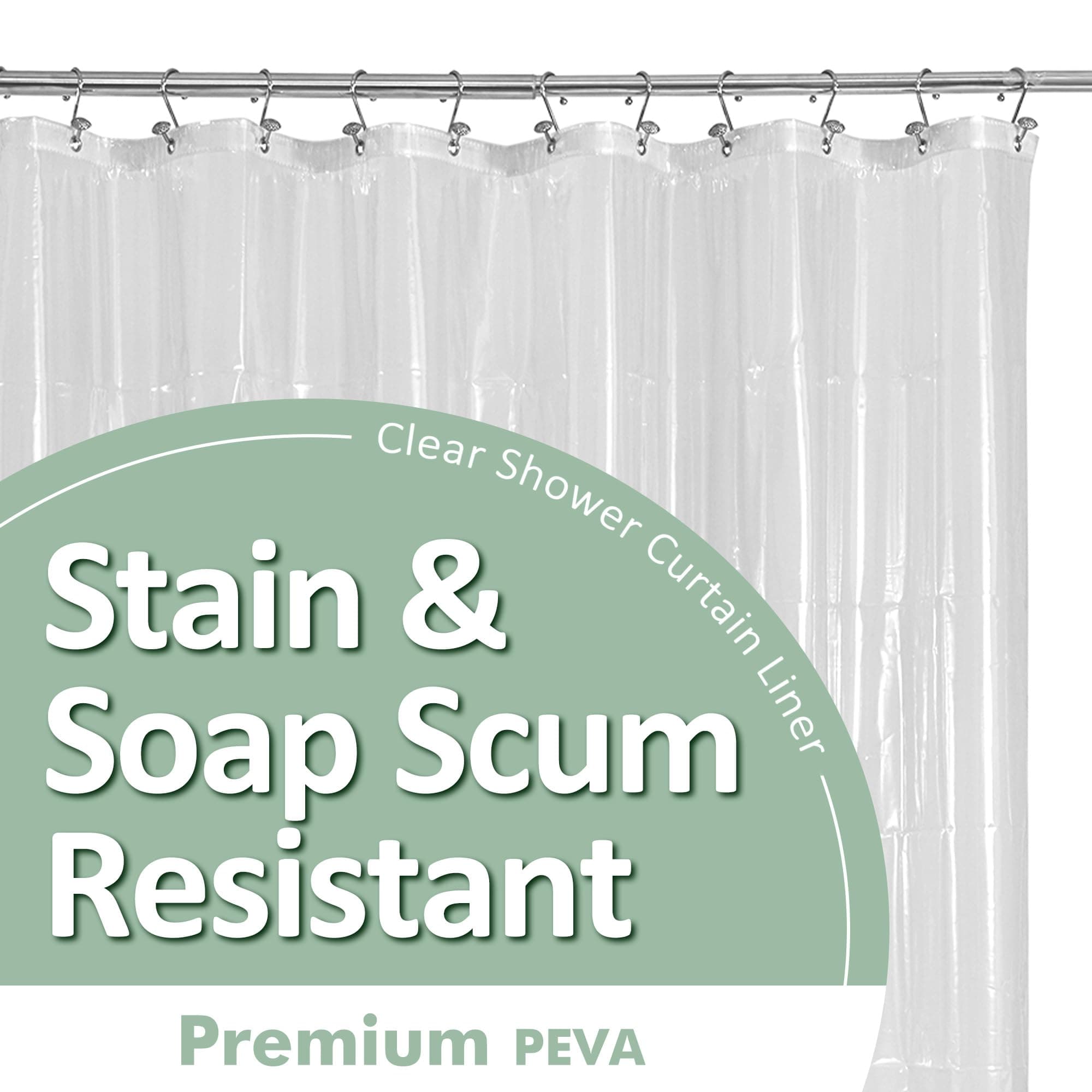 Barossa Design Plastic Shower Liner Clear - Premium PEVA Shower Curtain Liner with Rustproof Grommets and 3 Magnets, Waterproof Cute Lightweight Standard Size Bathroom Curtains - Clear 72"W x 72"L (Pack of 1) 1a. Clear