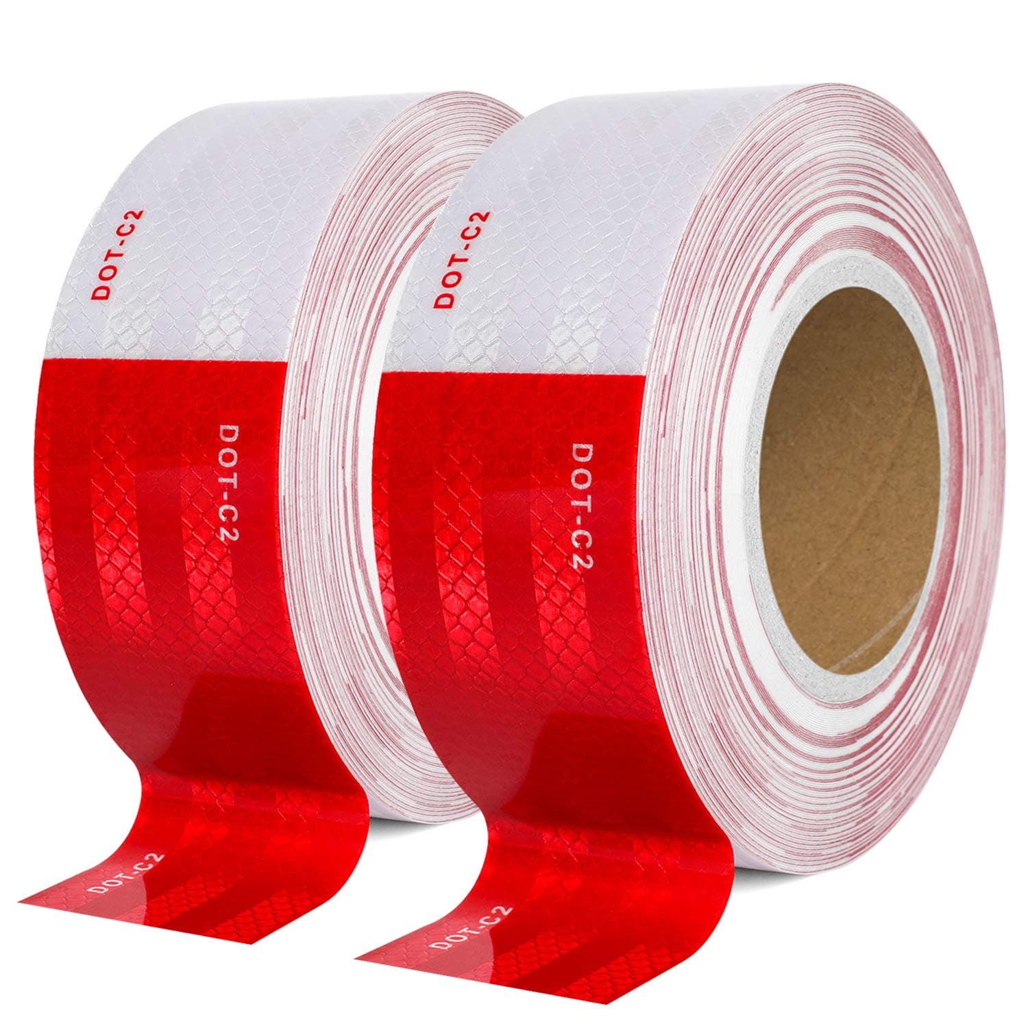 SEVEN SPARTA DOT-C2 Reflective Safety Tape 2 Inch x 200 Feet Red/White Conspicuity Tape for Vehicles, Trailers, Boats, Signs (200 FT) 200 FT Red and White