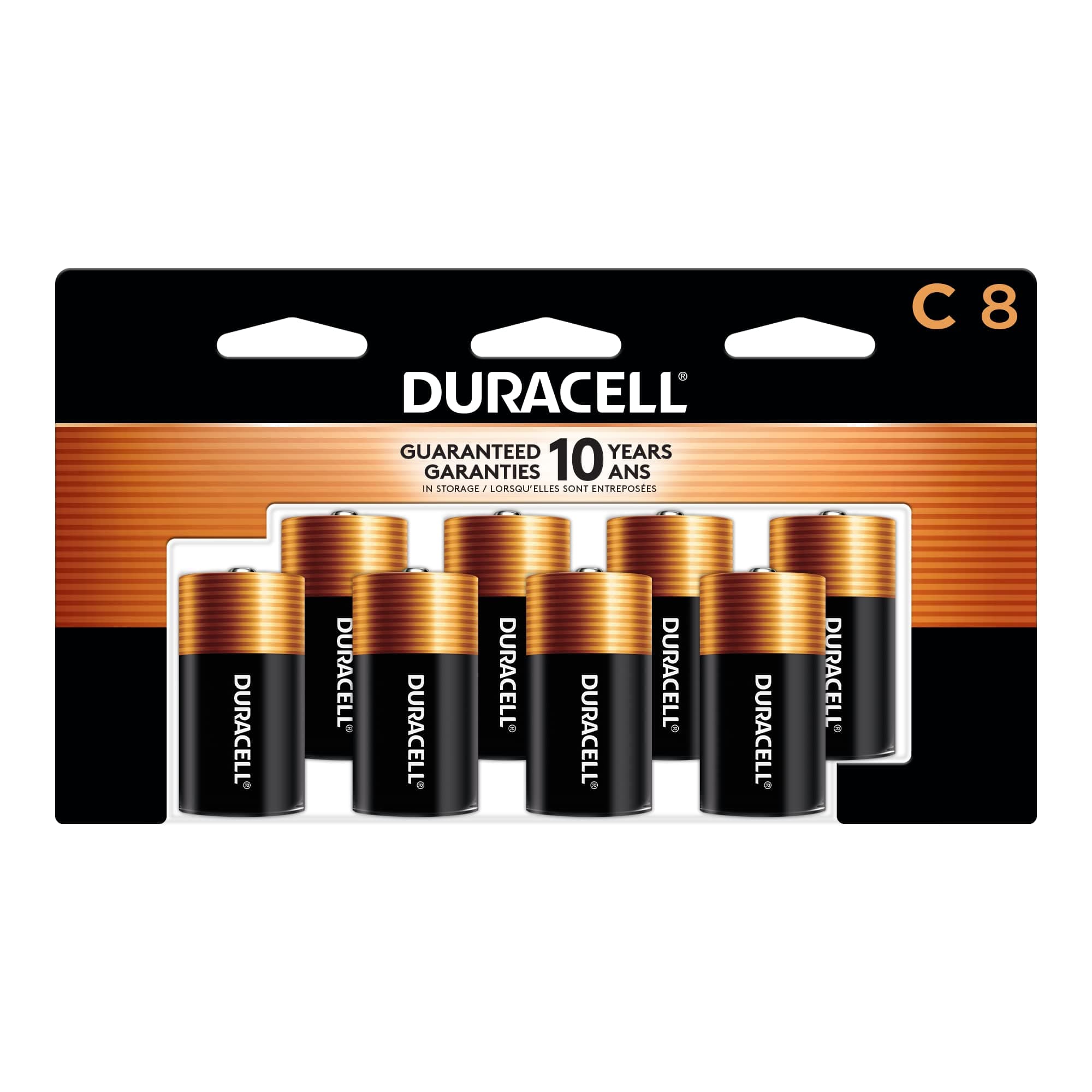 Duracell Coppertop C Batteries, 8 Count Pack, C Battery with Long-lasting Power, All-Purpose Alkaline C Battery for Household and Office Devices 8 Count (Pack of 1)