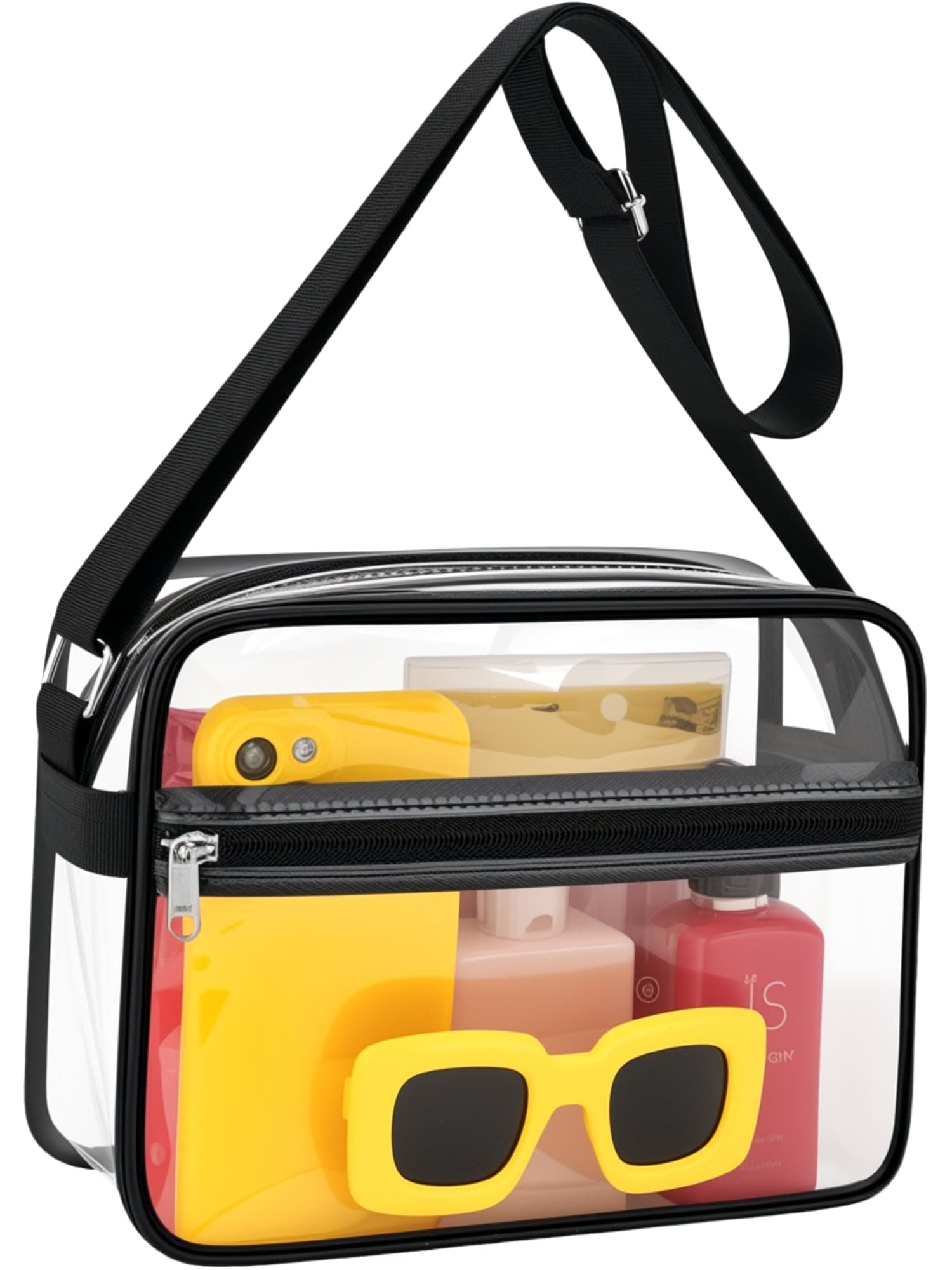 MAY TREE Clear Bag for Stadium Events Clear Messenger Bag Suitable for Concert Outfits and Sports Events Black
