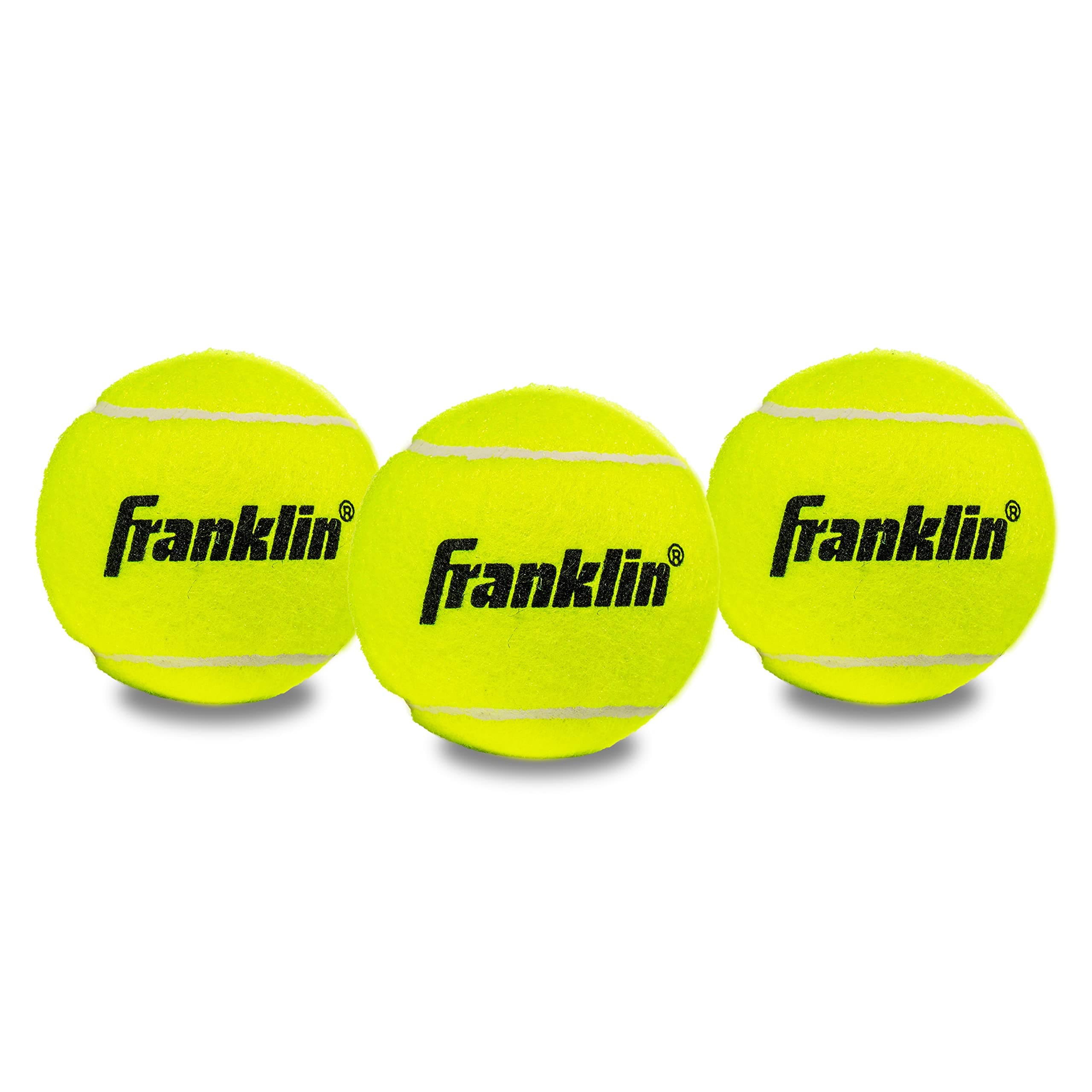 Franklin Sports Pressureless Tennis Balls - Official Size, Low Pressure - Great for Training + Practice - Low Bounce - All Court Surface - Carry Bag Included 3 Pack