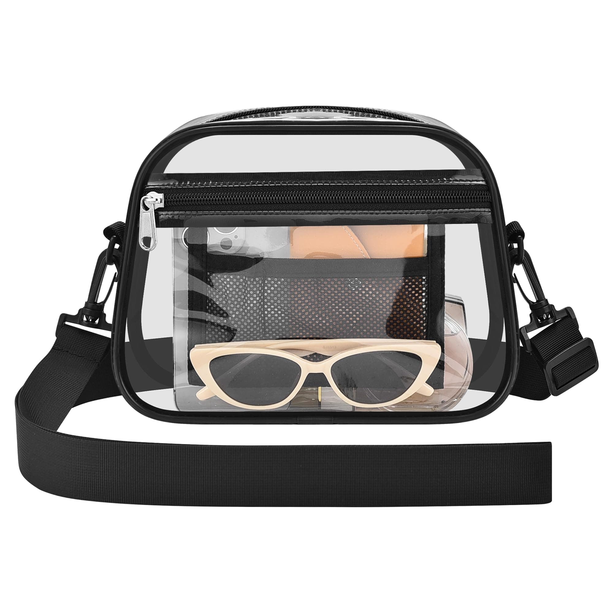 Clear Bag for Stadium Events Mini Small Clear Purse for Stadium Events Small Black-cear