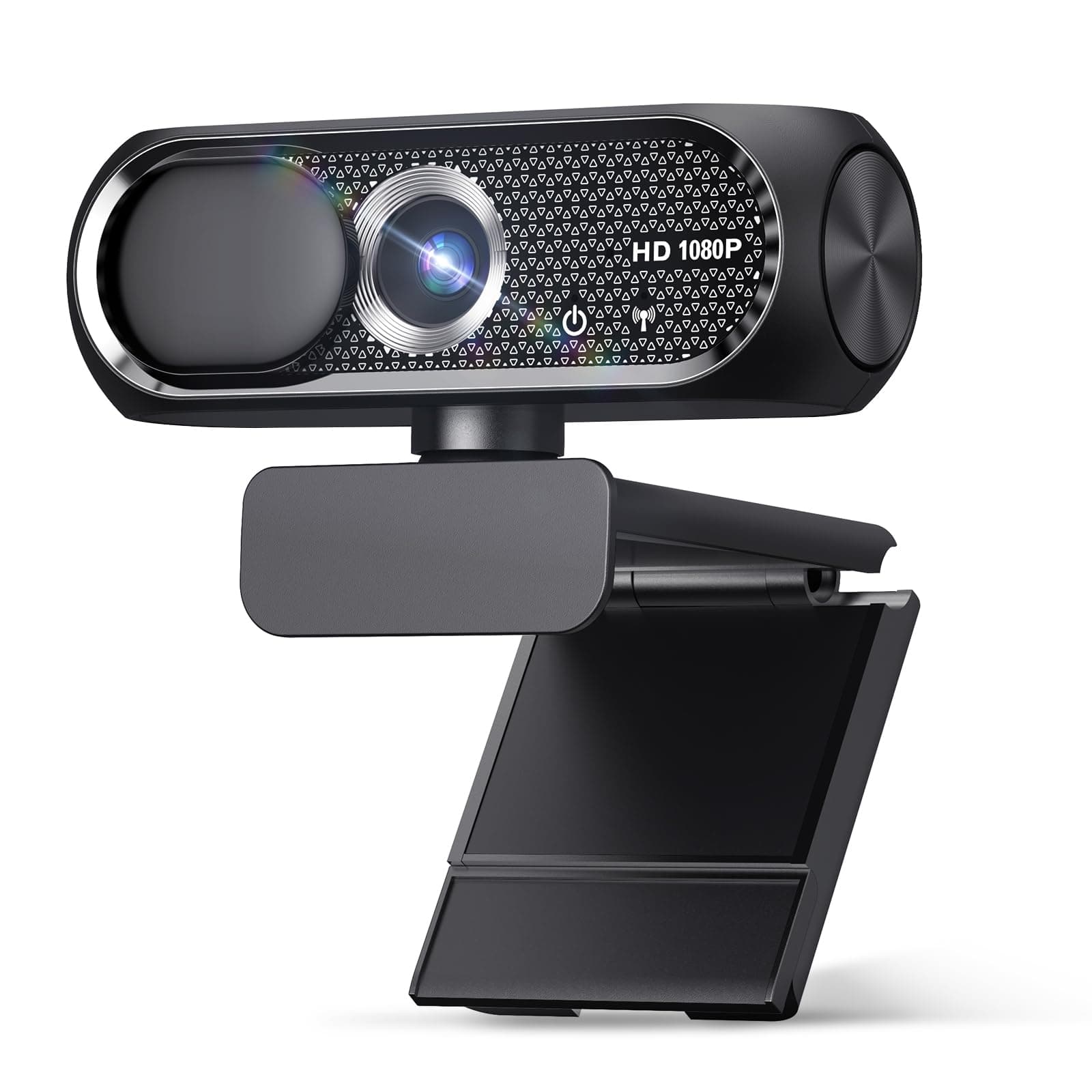 1080P HD Webcam with Microphone, Noise Cancellation, Privacy Cover, Wide-Angle Lens, Auto Light Correction, Plug & Play USB Webcam for Laptop, Desktop, PC, Mac, Zoom, Skype, Streaming (Black) Black 1080P