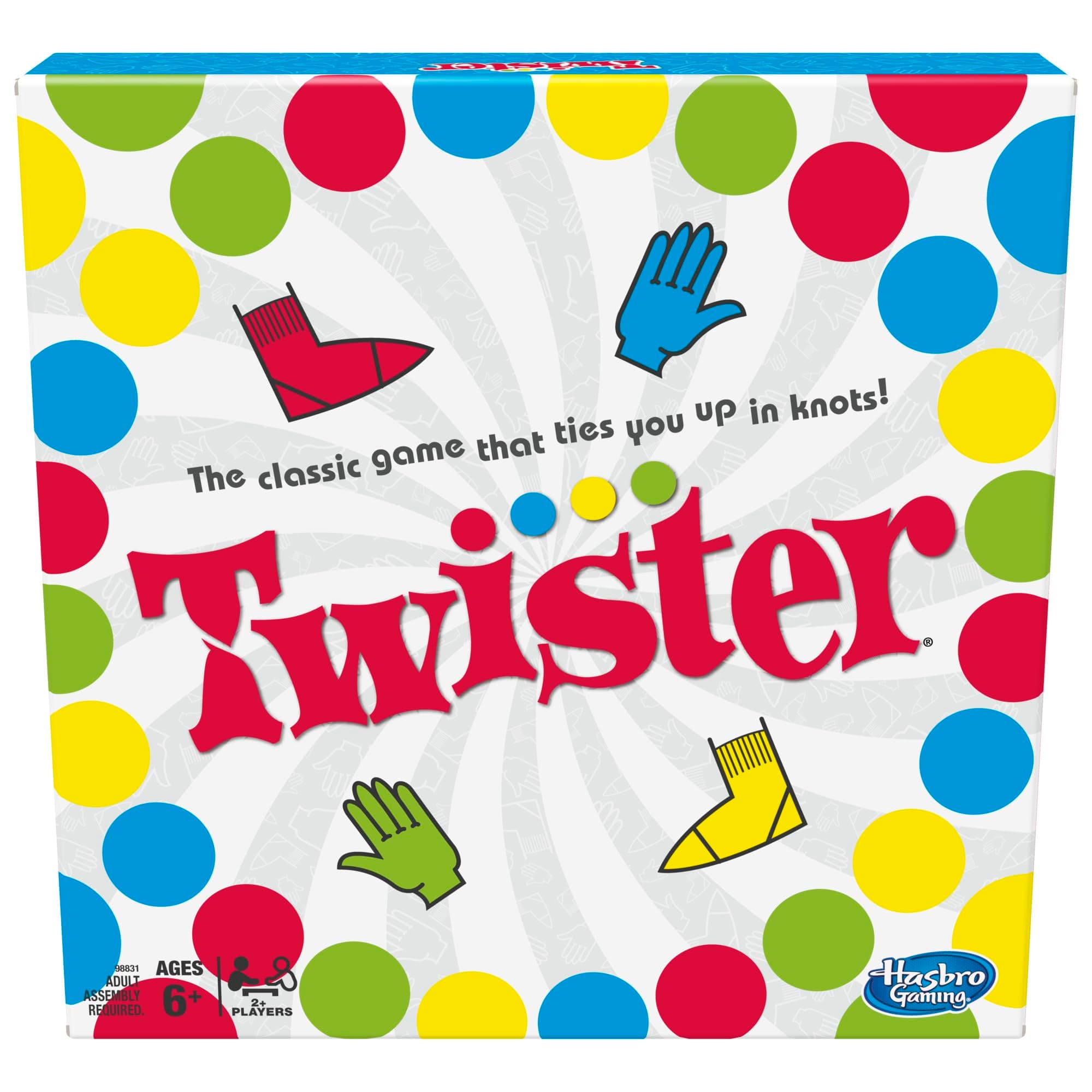 Hasbro Twister Party Classic Board Game for 2 or More Players,Indoor and Outdoor Game for Kids 6 and Up,Packaging May Vary Standard Packaging