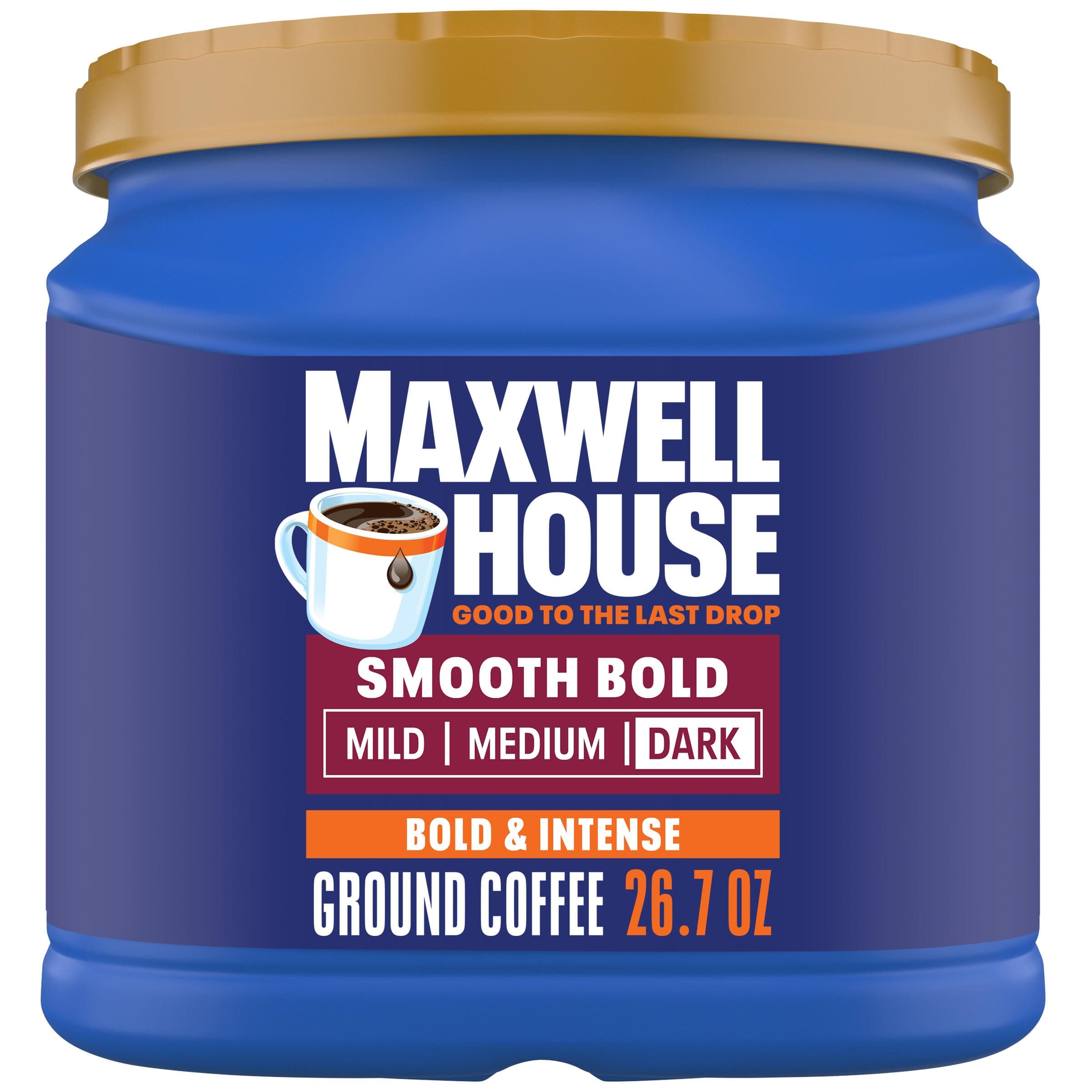 Maxwell House Smooth Bold Dark Roast Ground Coffee, 26.7 oz Canister Smooth Bold 26.7 Ounce (Pack of 1)