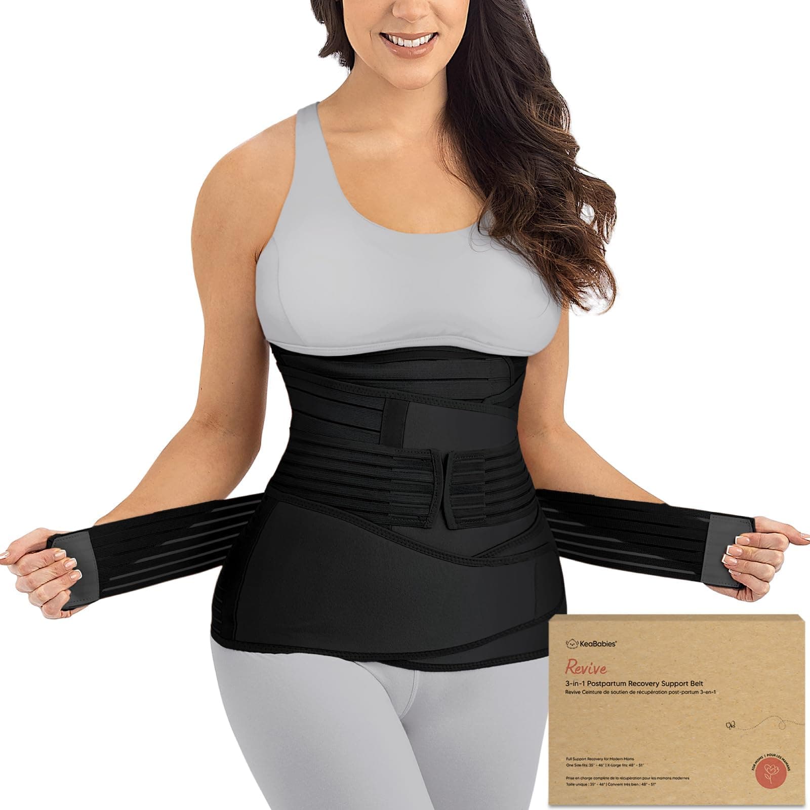 3 in 1 Postpartum Belly Support Recovery Wrap – Postpartum Belly Band, After Birth Brace, Slimming Girdles, Body Shaper Waist Shapewear, Post Surgery Pregnancy Belly Support Band (Midnight Black, M/L) Midnight Black M/L, Waist 25"-35”