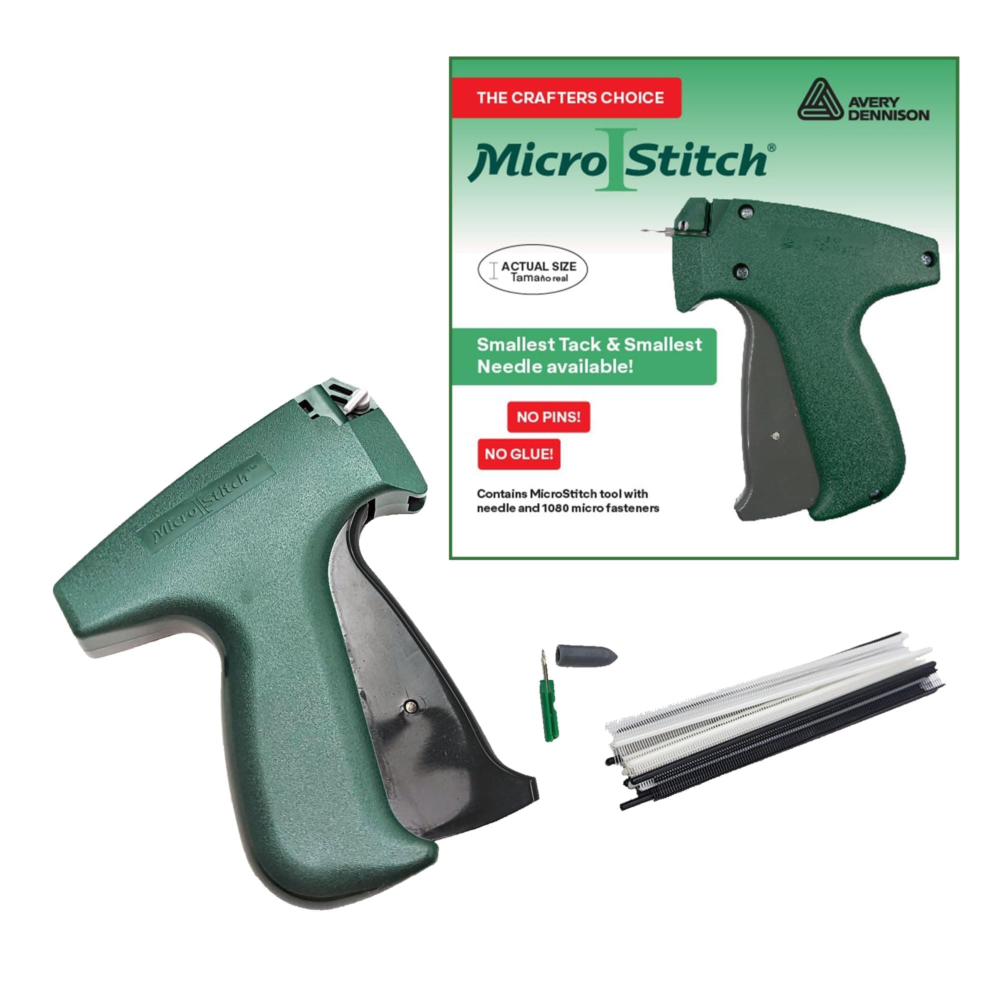 MicroStitch® All‑in‑One Tagging Gun Kit – Ultra‑Fine Needle Tagger with Black/White & Color Fasteners – Fabric‑Safe for Clothing Repairs, Quilting, Crafts, and DIY Projects (Black & White)