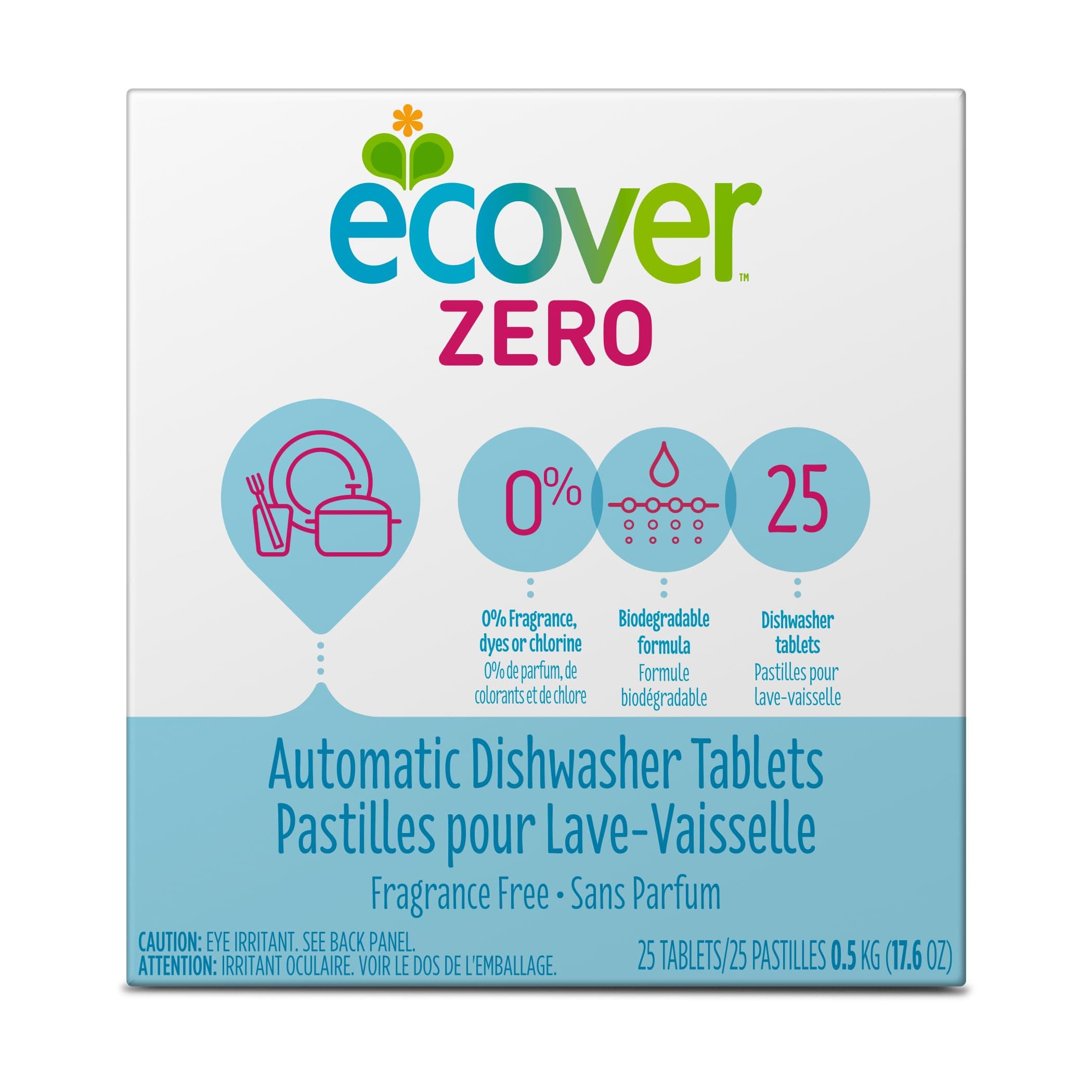 Ecover Automatic Dishwashing Tablets Zero, 25 Count, 17.6 Ounce Fragrance Free 17.6 ounce (Pack of 1)