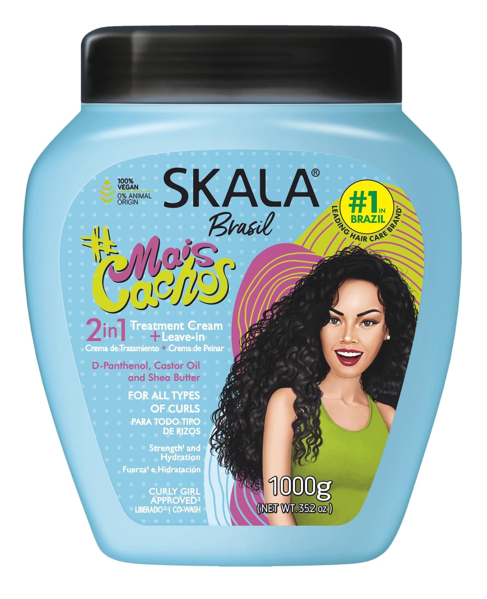 SKALA Mais Cachos Hair Type 3ABC - Eliminate Anti Frizz, For Curly Hair -2 in 1 Conditioning Treatment Cream and Cream To Comb 100% VEGAN 35.2 Oz (1 Pack) 2.2 Pound (Pack of 2)
