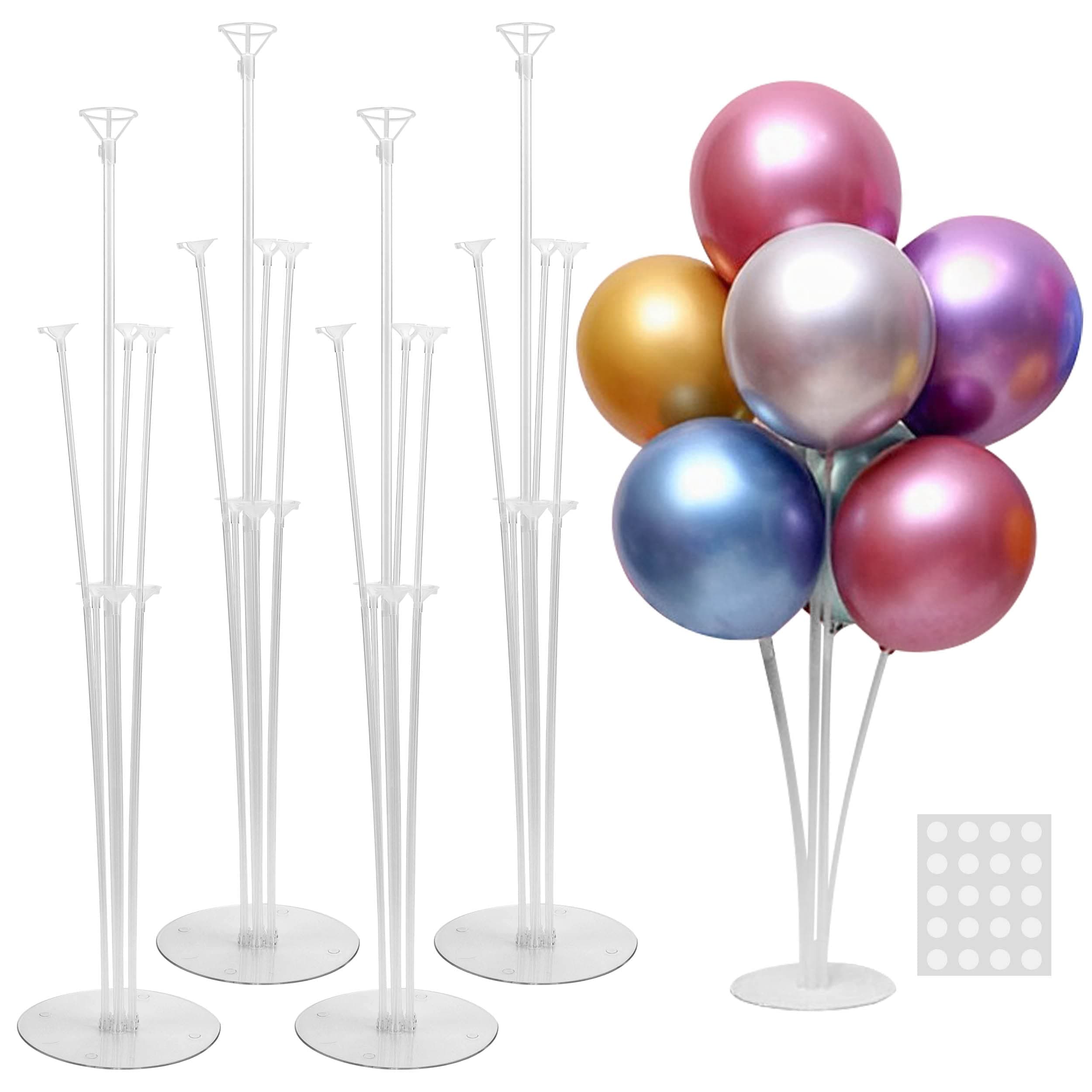 JOYYPOP 4 Sets Balloon Stand Kit For Table, Balloon Sticks with Base Birthday Graduation Party Decorations Wedding White