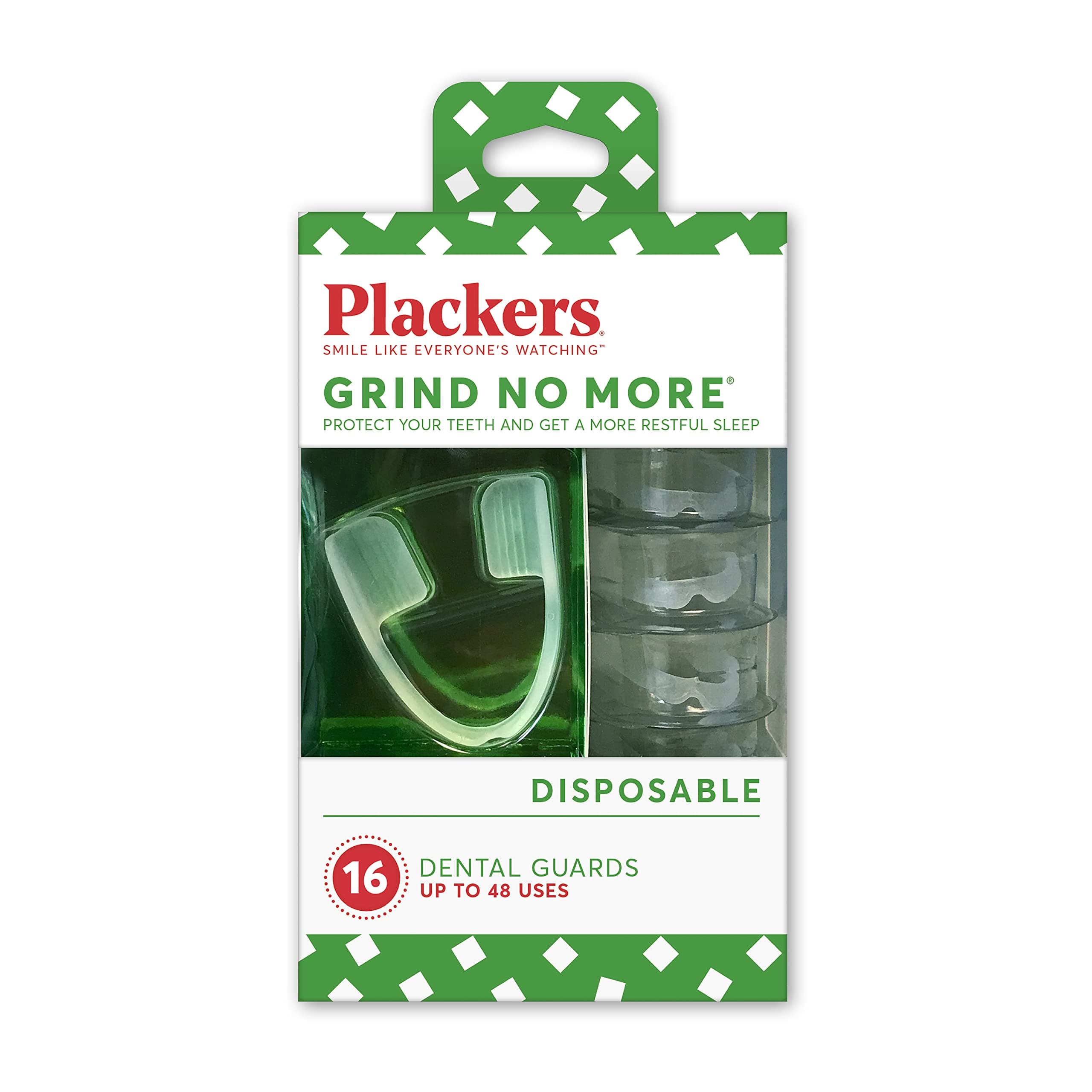 Plackers Grind No More Night Guard, Nighttime Protection for Teeth, BPA Free, Sleep Well, Ready to Wear, Disposable, One Size Fits All, 16 Count 16 Count Night Guard