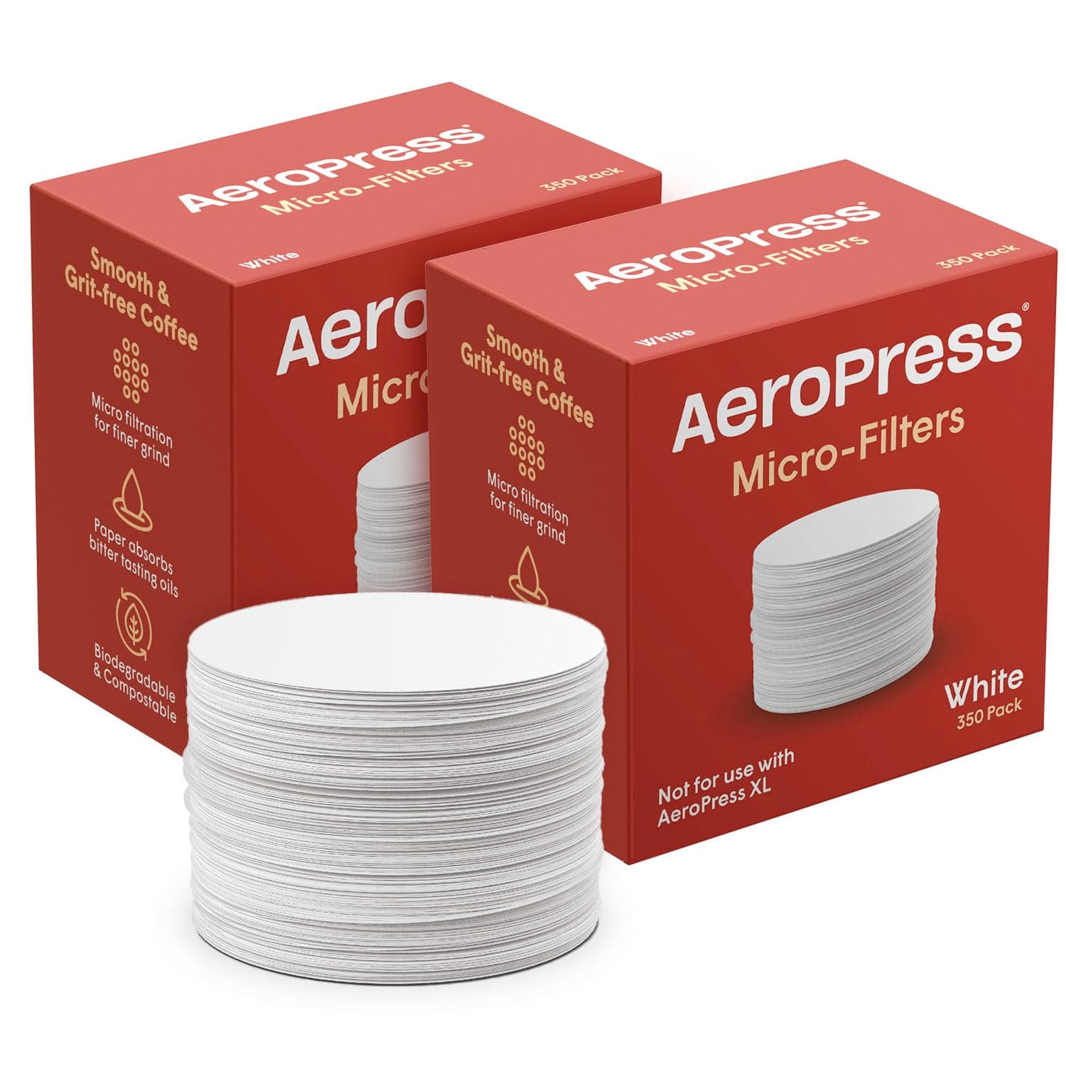 AeroPress Coffee Maker White Paper Micro-Filters, Compostable Coffee Filters Made From White, Chlorine-Free Paper, Fits Standard Size AeroPress Manual Coffee Makers, 2 Pack (700 Count) 2 Pack, 700 Filters