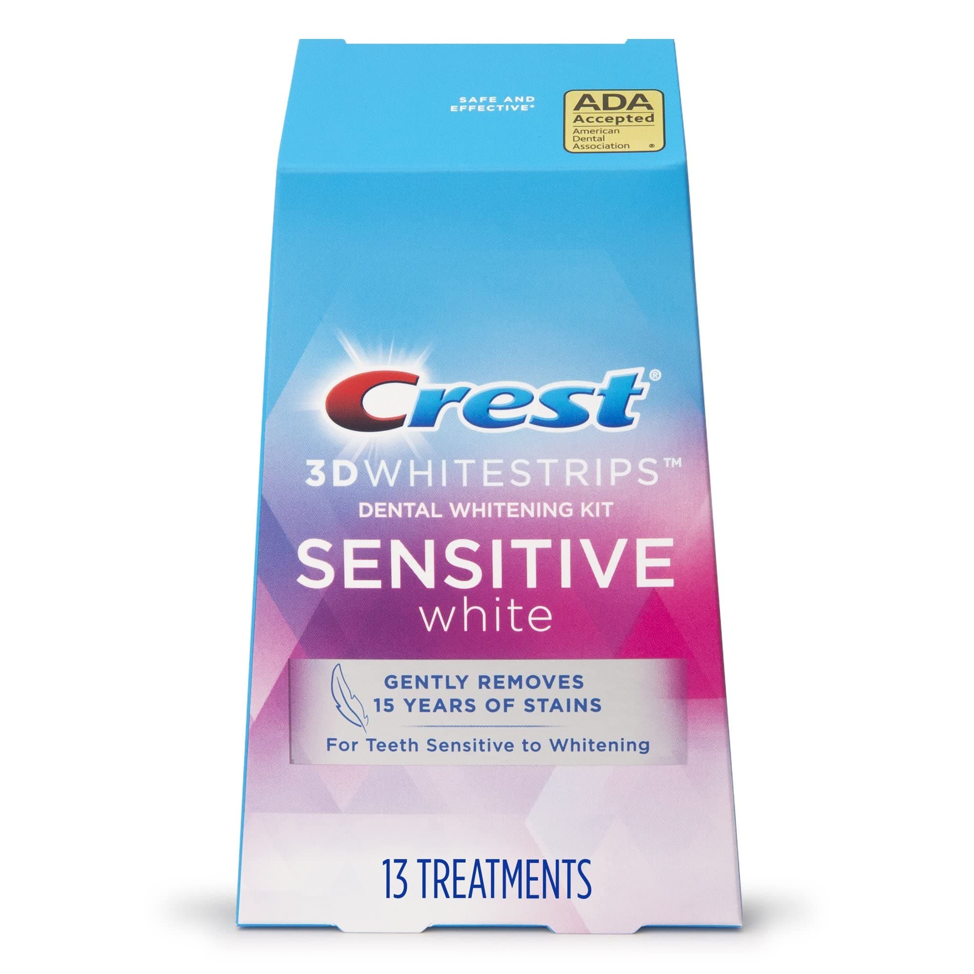 Crest 3D Whitestrips for Sensitive Teeth, Teeth Whitening Strip Kit, 26 Strips (13 Count Pack), Pack of 1 26 Count (Pack of 1)