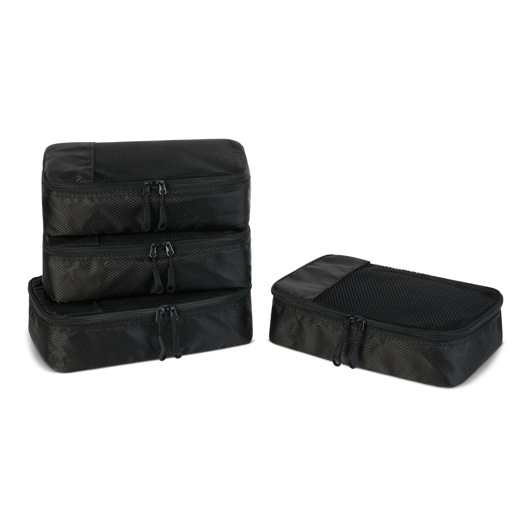 Amazon Essentials 4-Piece Packing Cubes Travel Accessories Set, Luggage Organizer with Double Zipper, Mesh Top, 100% Polyester, Small, Black (Previously Amazon Basics) 4 x Small Black