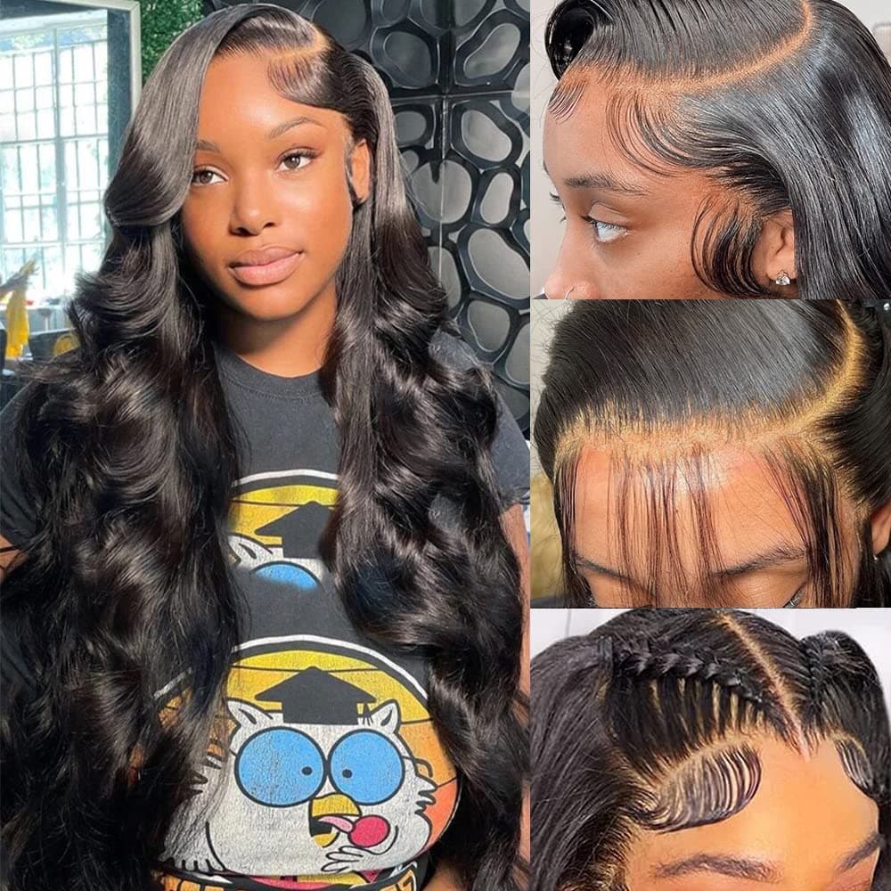 13x6 Body Wave Lace Front Wigs Human Hair Pre Plucked 180% Density 13x6 HD Transparent Frontal Wigs Human Hair Body Wave Glueless Wigs Human Hair Lace Front Wigs for Women 26 Inch