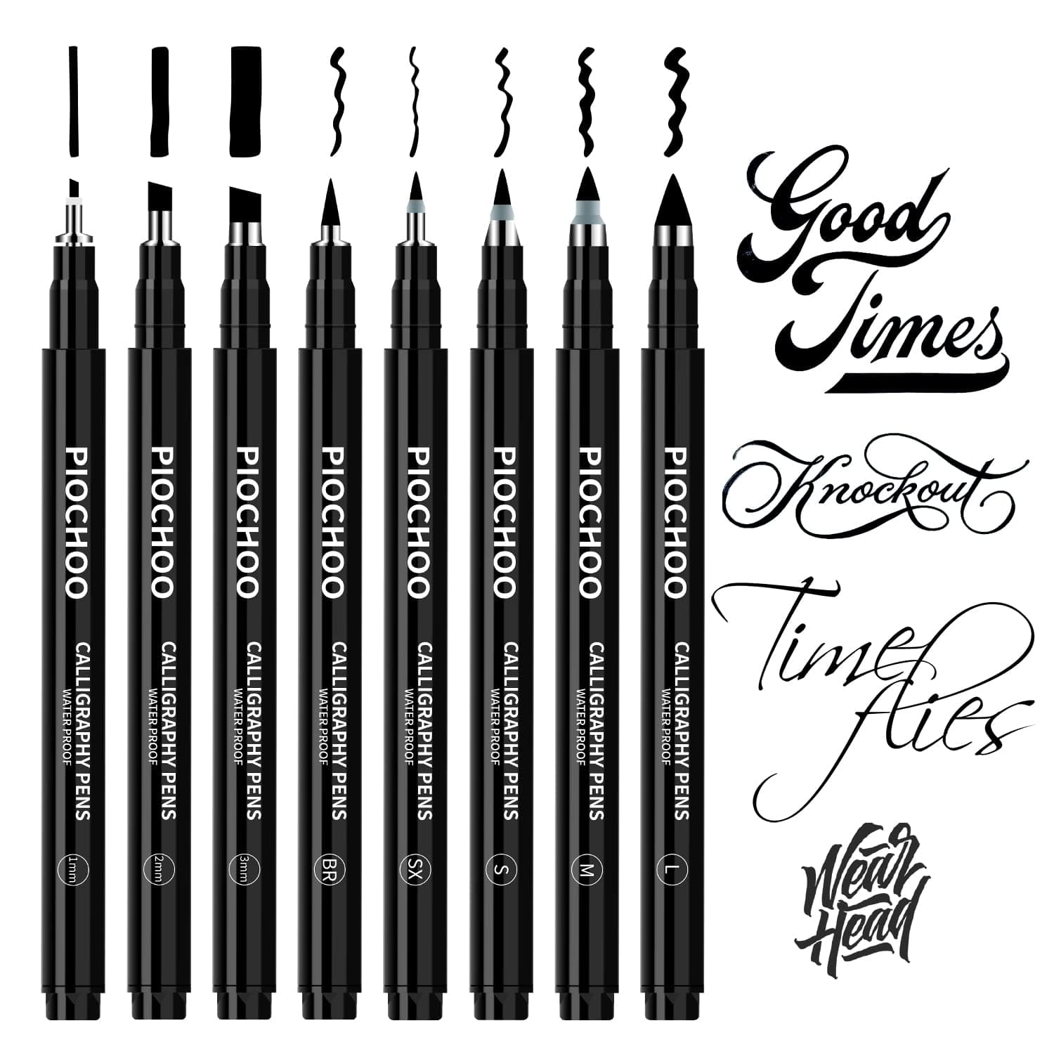 Calligraphy Pens,8 Size Calligraphy Pens for Writing,Brush Pens Calligraphy Set for Beginners, Hand Lettering Pens Black