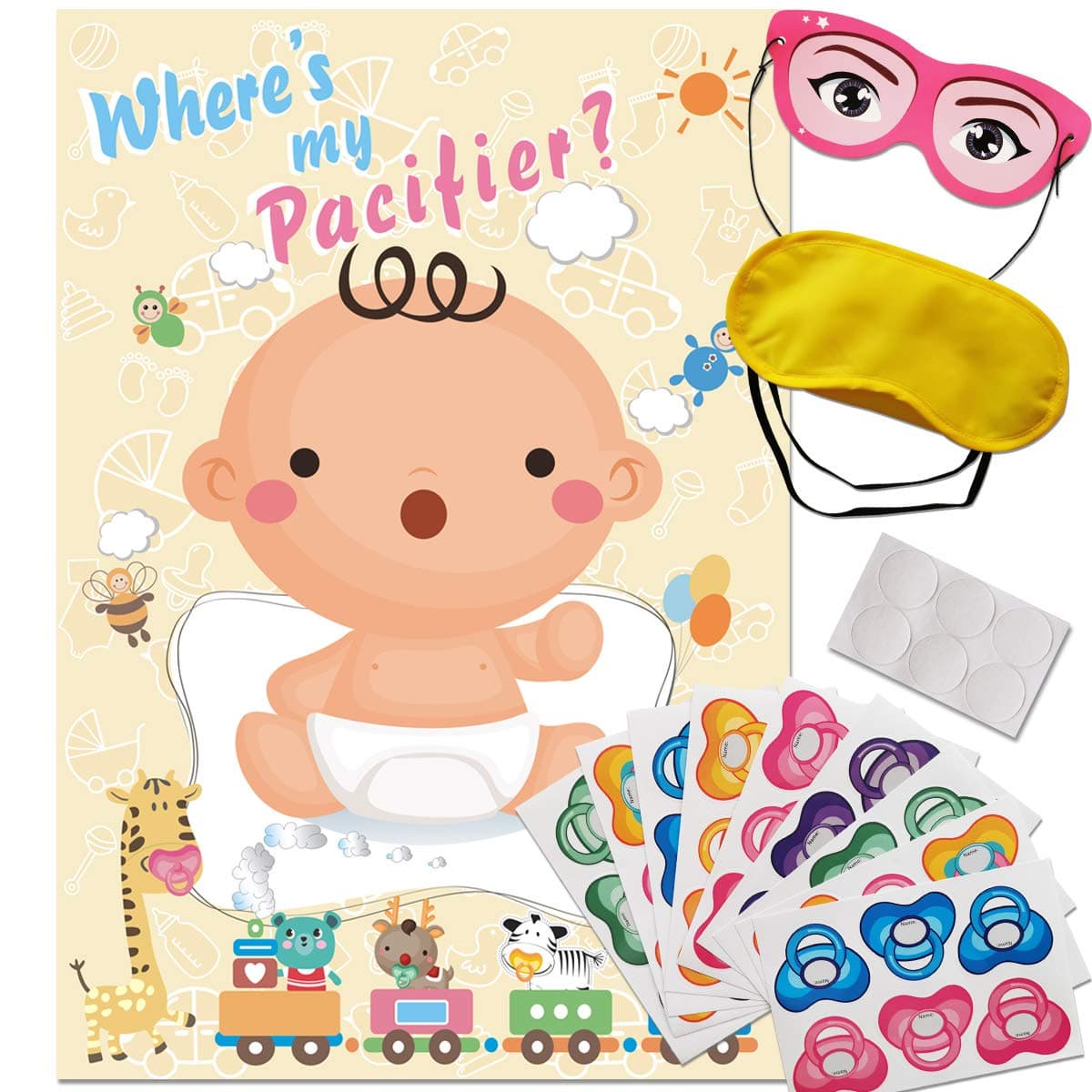 ADJOY Pin The Pacifier - Baby Shower Party Favors and Game