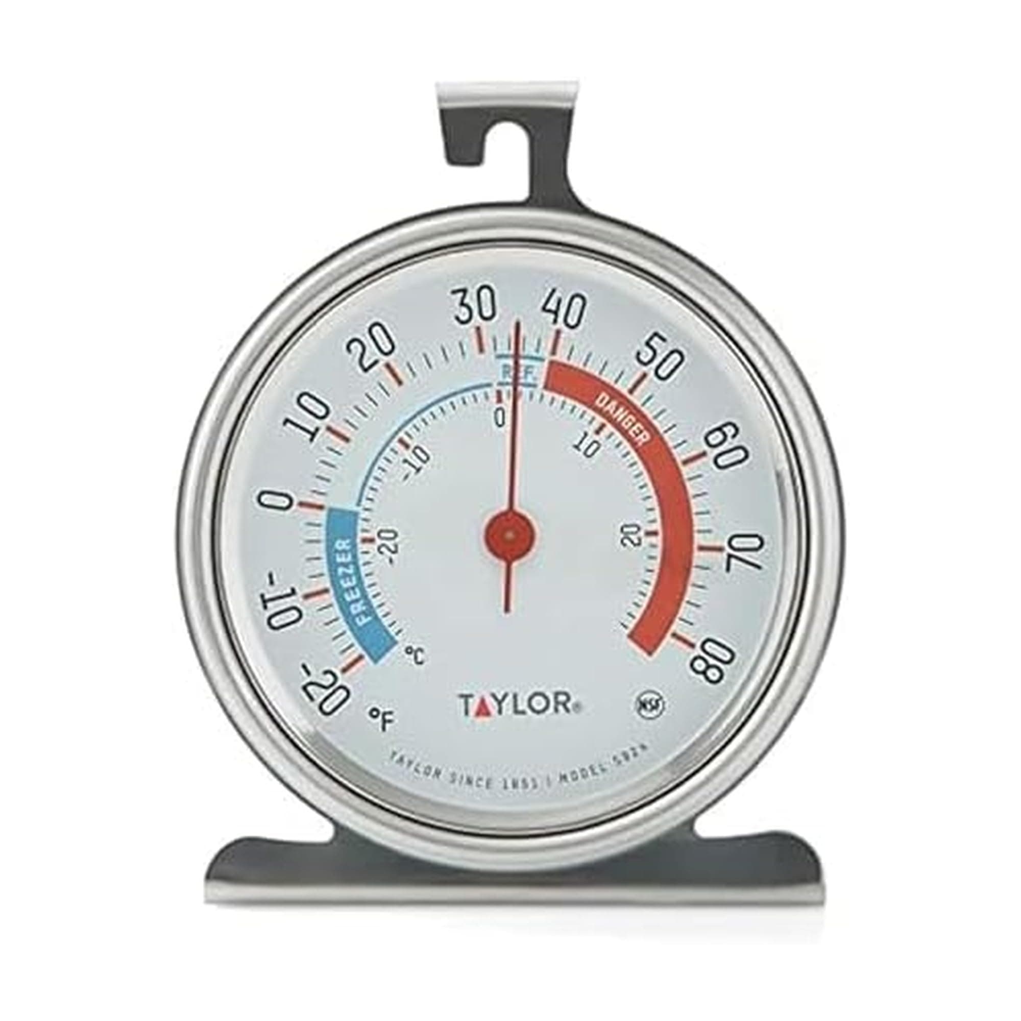 Taylor 5924 Large Dial Kitchen Refrigerator and Freezer Analog Thermometer, 3-Inch Dial, Easy to Read, Silver Finish, Accurate Temperature Monitoring 1 Count (Pack of 1) Freezer-Refrigerator Thermometer