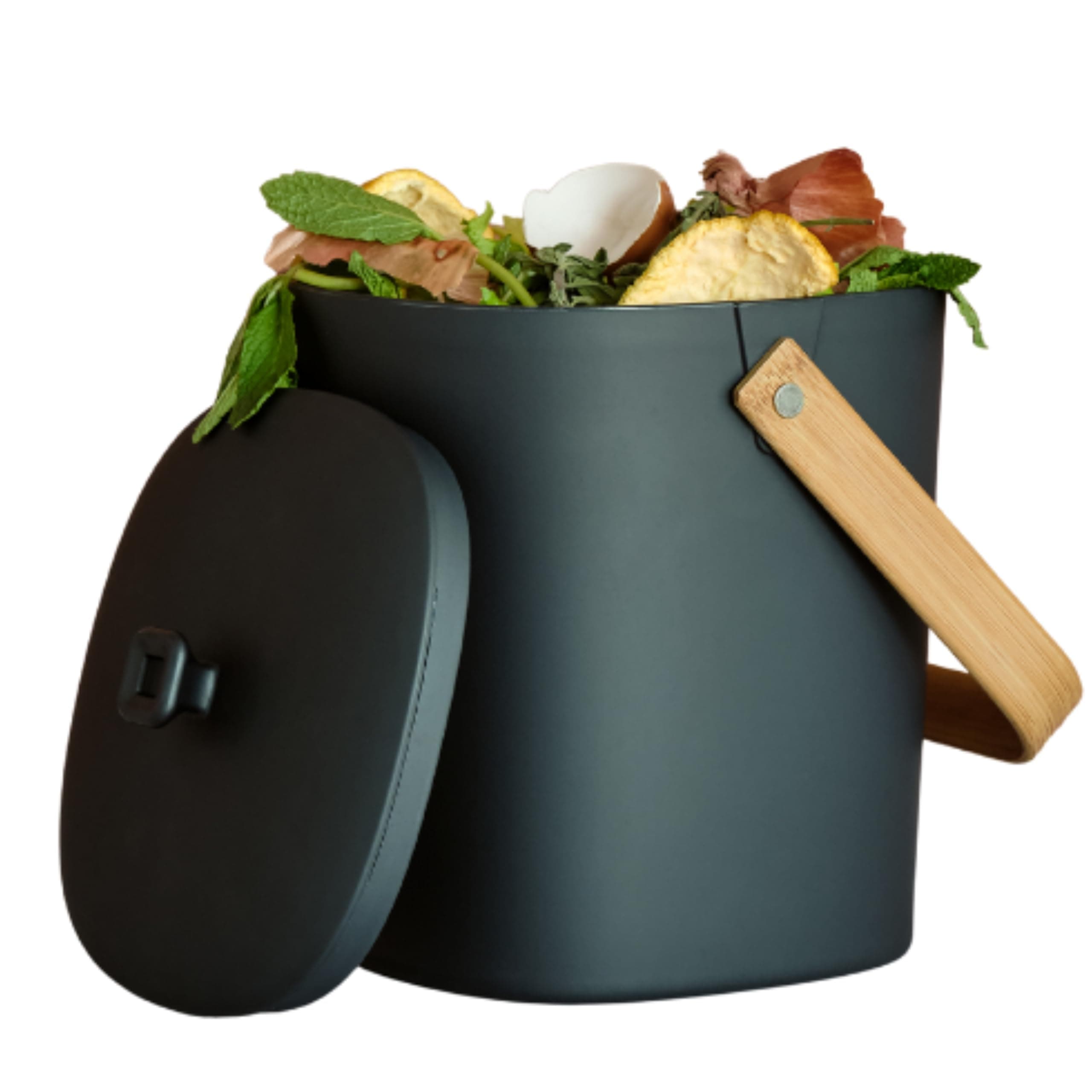 Bamboozle Countertop Compost Bin Kitchen | 1 Gallon | Odorless Composting Bin with Filters | Indoor Compost Bin with Lid | Plant Based Kitchen Composter for Food Scraps & Waste Recycling | Graphite Graphite-Astrik