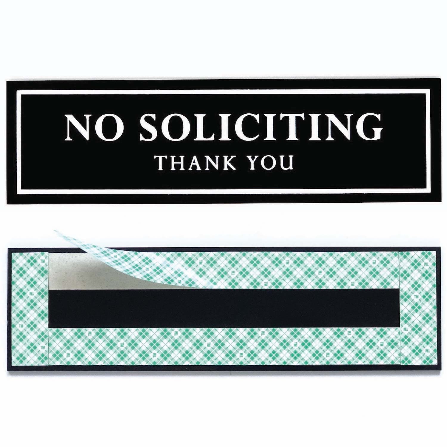 Kubik Letters No Soliciting Sign for House Front Door, No Silication Solicitation Solicitors for Home and Business, Ultra Strong 3M Adhesive Tapes - Black 120 mil Black Frosted
