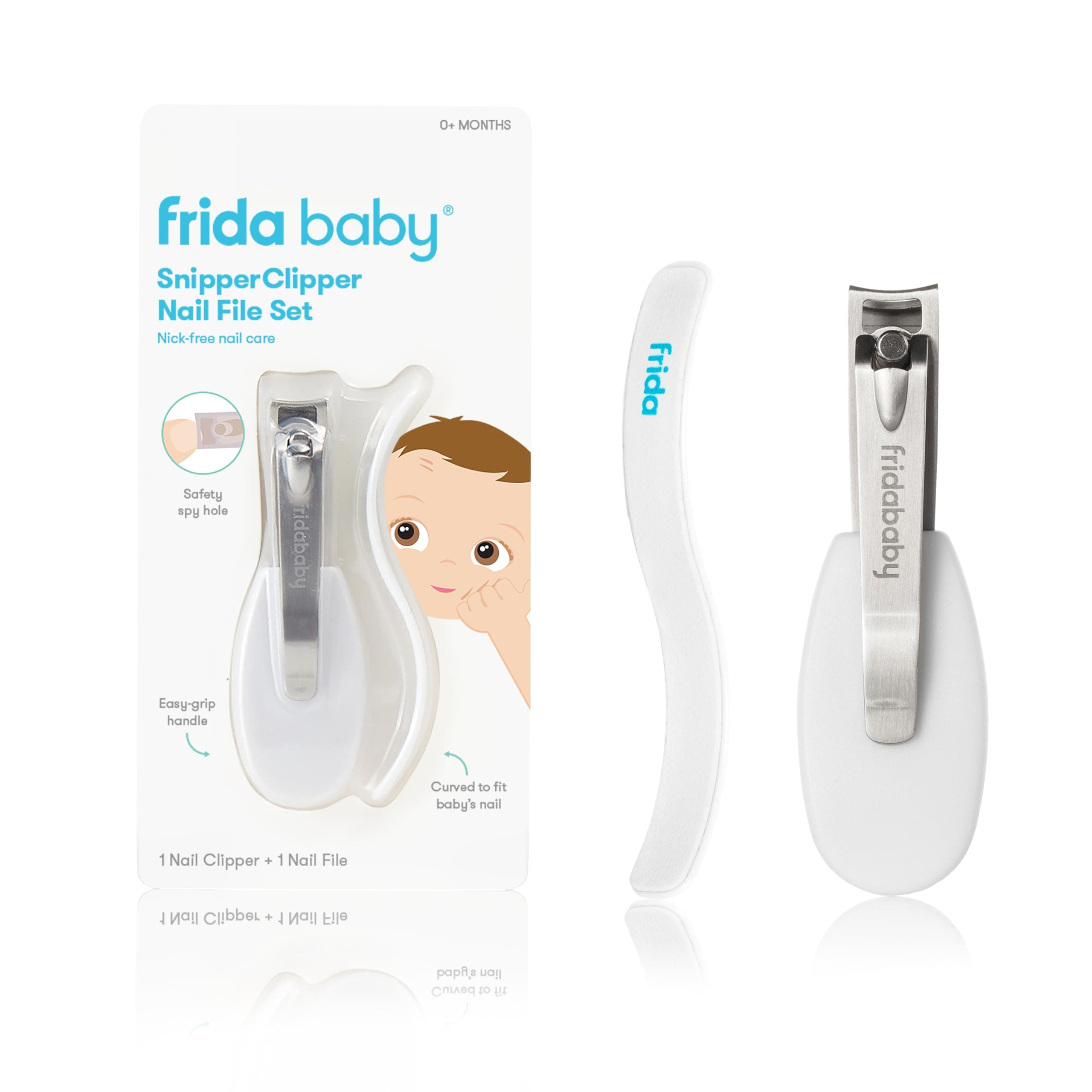 Frida Baby NailFrida Baby Nail Clippers & Nail File & Buffer for Newborns and Up, Safety Spyhole, Nickel Free, Curved Clipper to Fit Babies Nails SnipperClipper Set