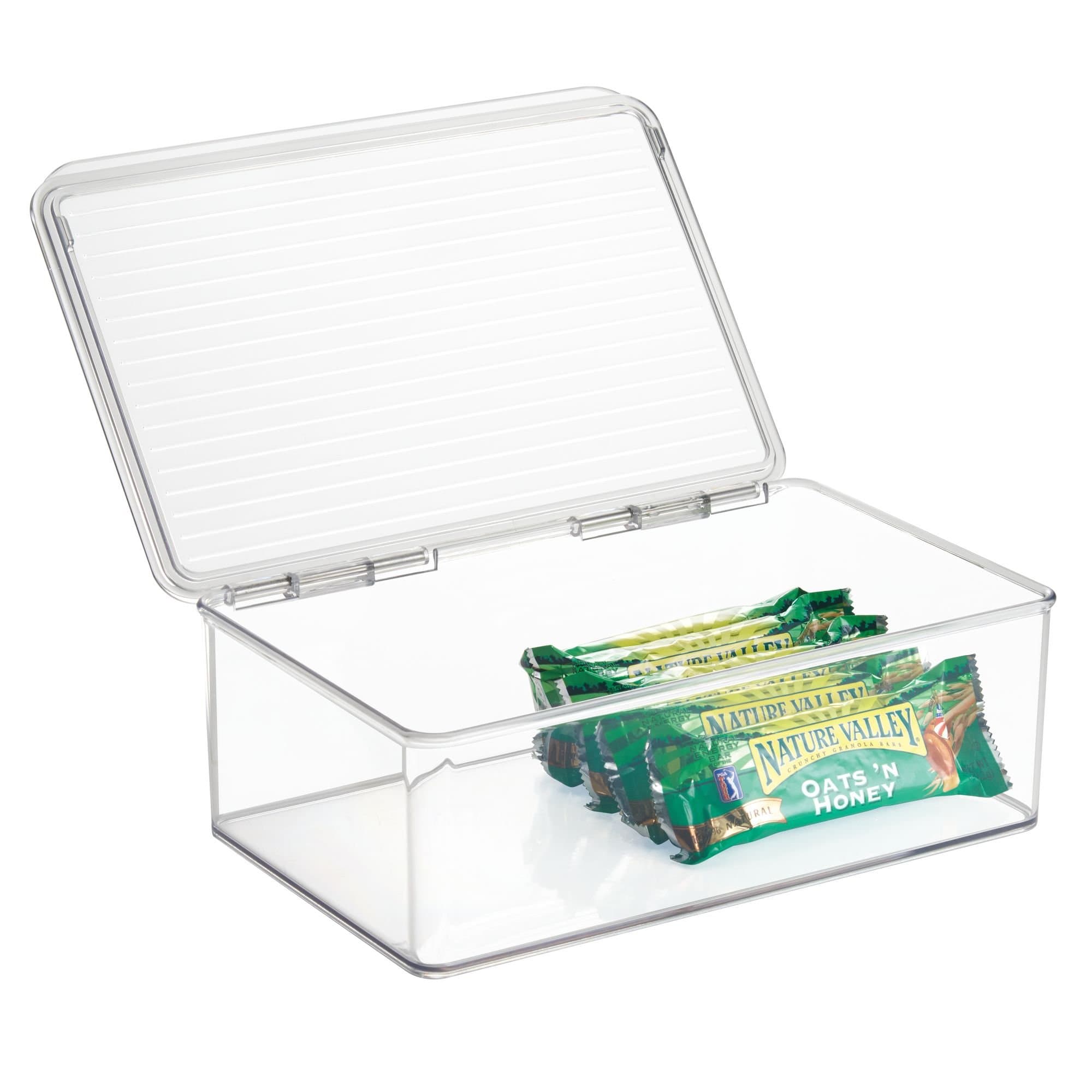 iDesign BPA-Free Plastic Pantry and Kitchen Storage, Stackable Freezer and Fridge Organizer Lidded Bin – 7.25" x 10.75" x 3.75", Clear 7 x 11 x 4 Pack of 1