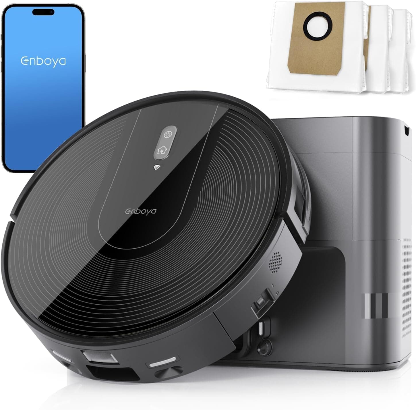 Robot Vacuum Powerful Suction: Robot Vacuum Cleaner with Self-Empty Base Storing up to 85 Days of Dust - Wi-Fi/App/Alexa Control - Robotic Vacuum Ideal for Hard Floors