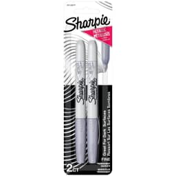 Sharpie Metallic Permanent Markers, Fine Point, Silver, 2 Count 2 Count Silver