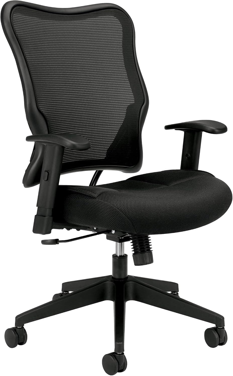 HON Wave High Back Ergonomic Office Chair with Adjustable Arms, High Back Ergonomic Desk Chair with Adjustable Arms, Breathable Mesh for Computer, 360° Swivel, Synchro-Tilt, Black Mesh Back - High Back