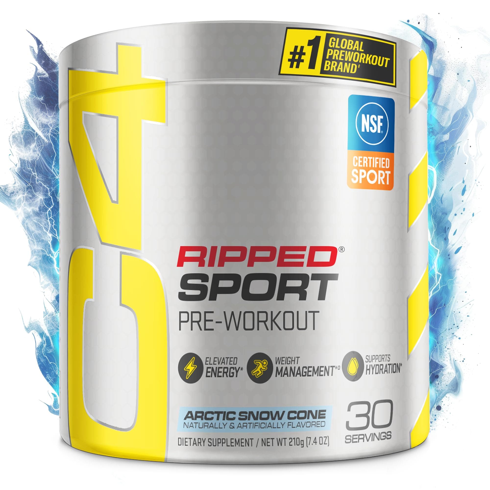 C4 Ripped Sport Pre Workout Powder Arctic Snow Cone - NSF Certified for Sport + Sugar Free Preworkout Energy Supplement for Men & Women - 135mg Caffeine + Weight Loss - 30 Servings Arctic Snow Cone Powder