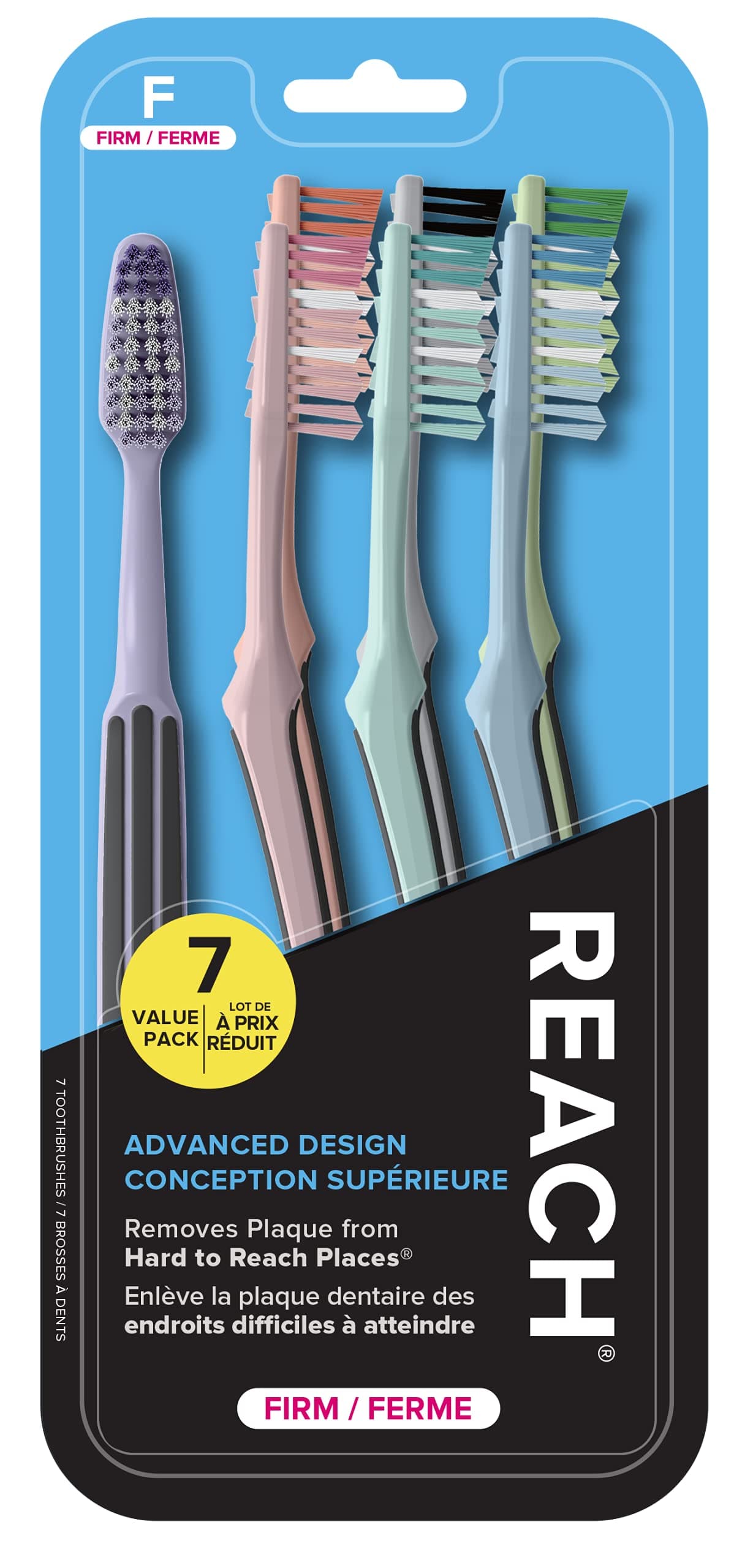 Reach Advanced Design Toothbrush, Firm Bristles, 7 Count Value Pack 7 Count (Pack of 1) Firm