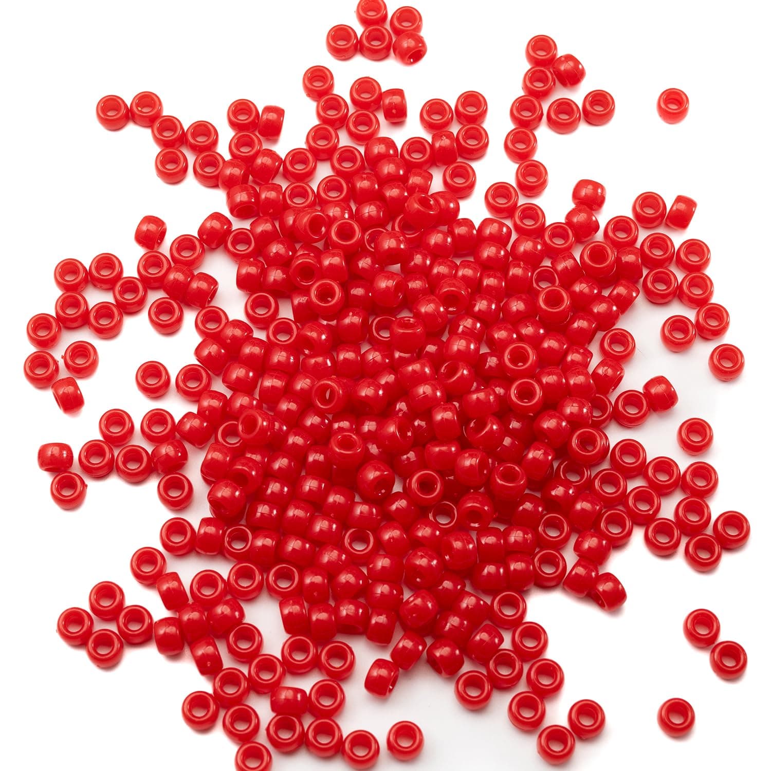 Gxueshan 1000 Pcs Acrylic Red Pony Beads 6x9mm Bulk Kandi Beads for Friendship Bracelet Necklace Jewelry Making Pens Hair Braiding Kit RED2