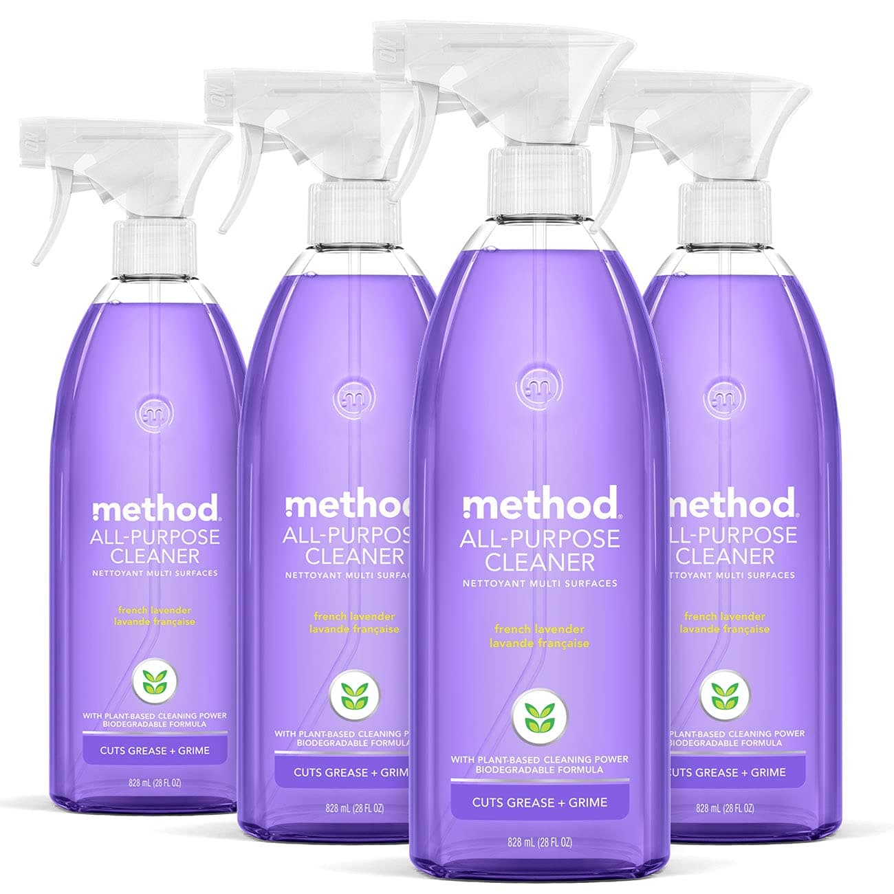 Method All-Purpose Cleaner Spray, French Lavender, Perfect for Most Counters, Tiles and More, 28 Fl Oz, (Pack of 4) 28 Fl Oz (Pack of 4) Spray Bottle
