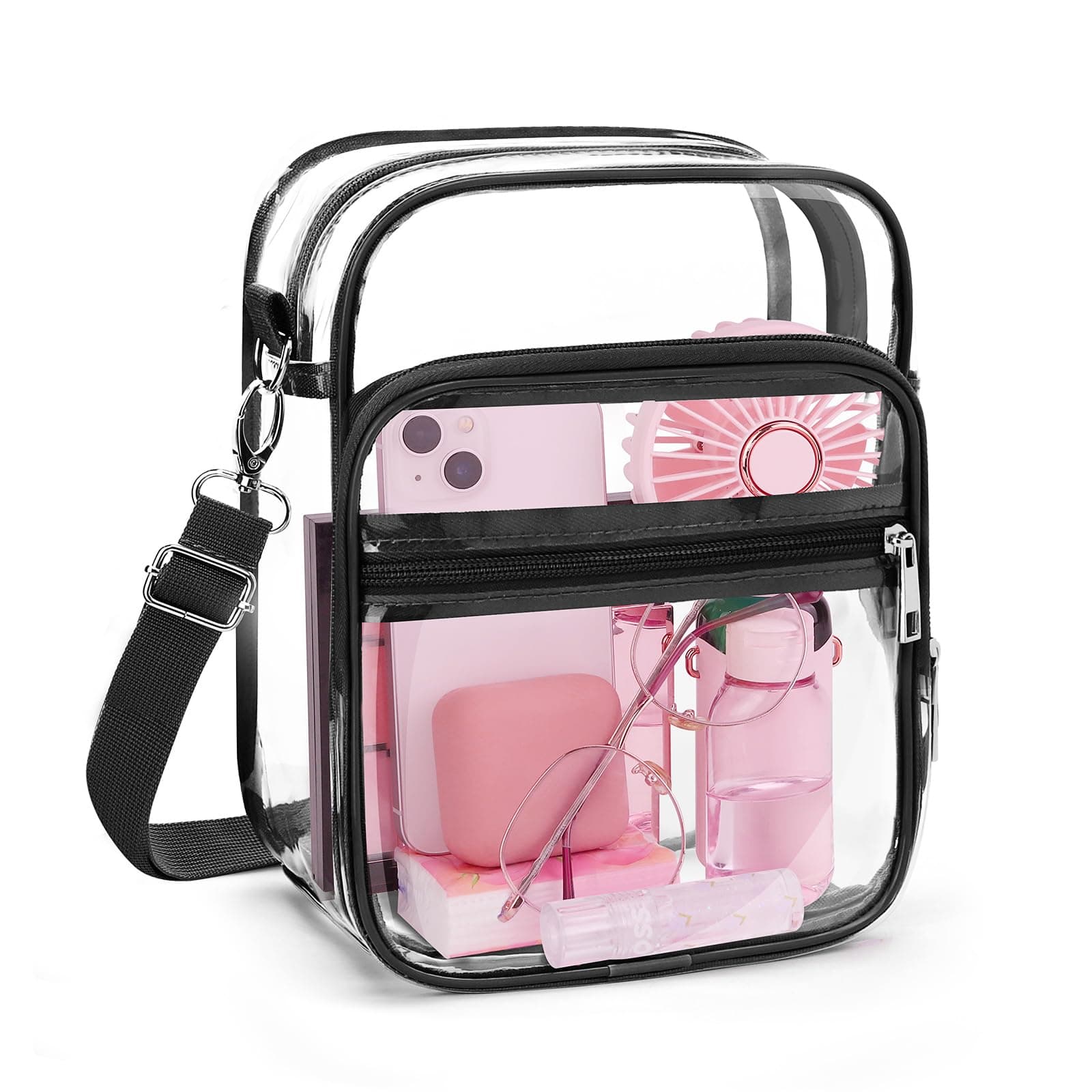 Blvornl Clear Crossbody Bag with Adjustable Shoulder Strap, Stadium Approved PVC Purse Bag, Messenger Bag Small Clear