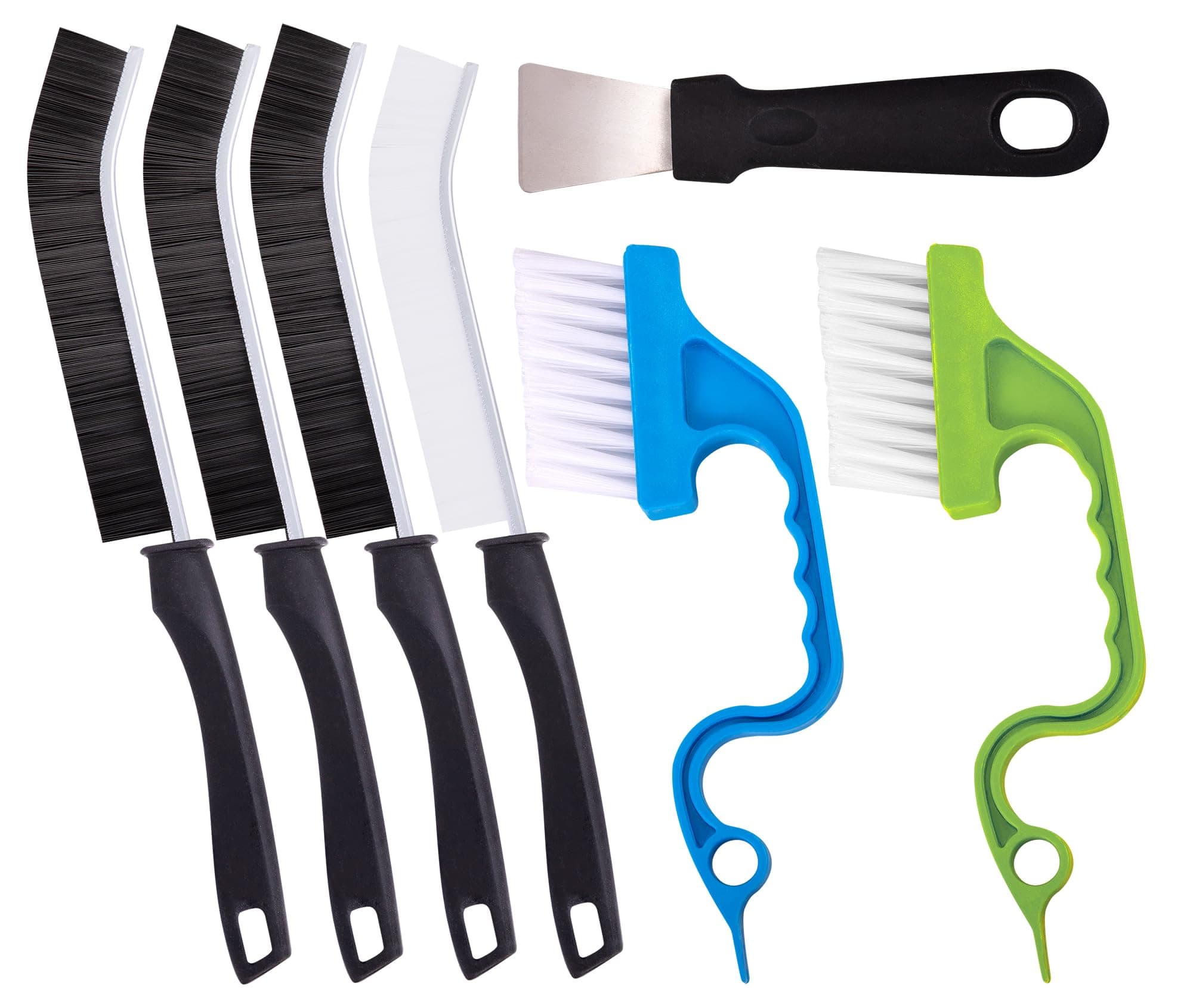 Ginsco 7 Pcs Hard Bristle Crevice Cleaning Brush Kit, Multifunctional Hand Held Gap Cleaning Tools for Small Corner Window Track Kitchen Bathroom 7Pcs