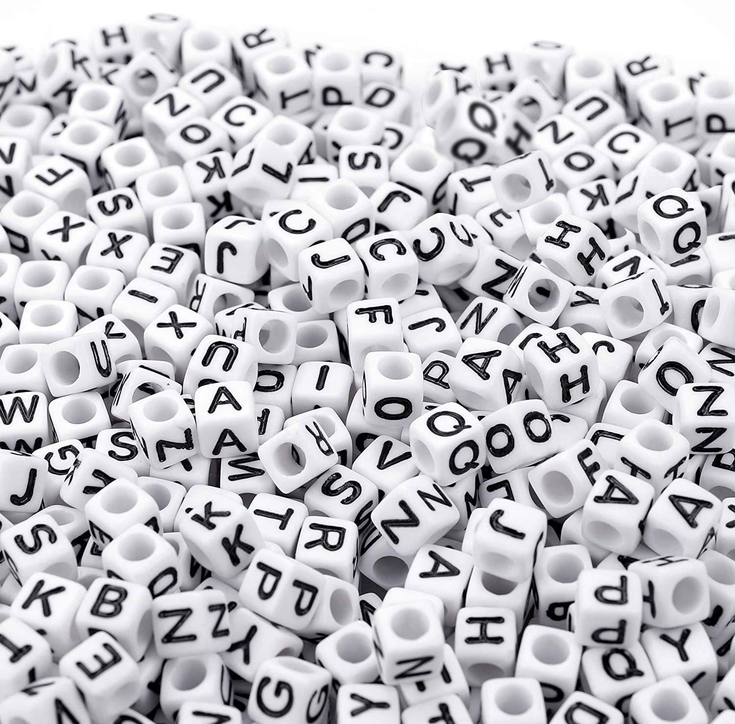 Augshy 700PCS White Letter Beads Alphabet Beads for Making DIY (6mm) Alphabet Style