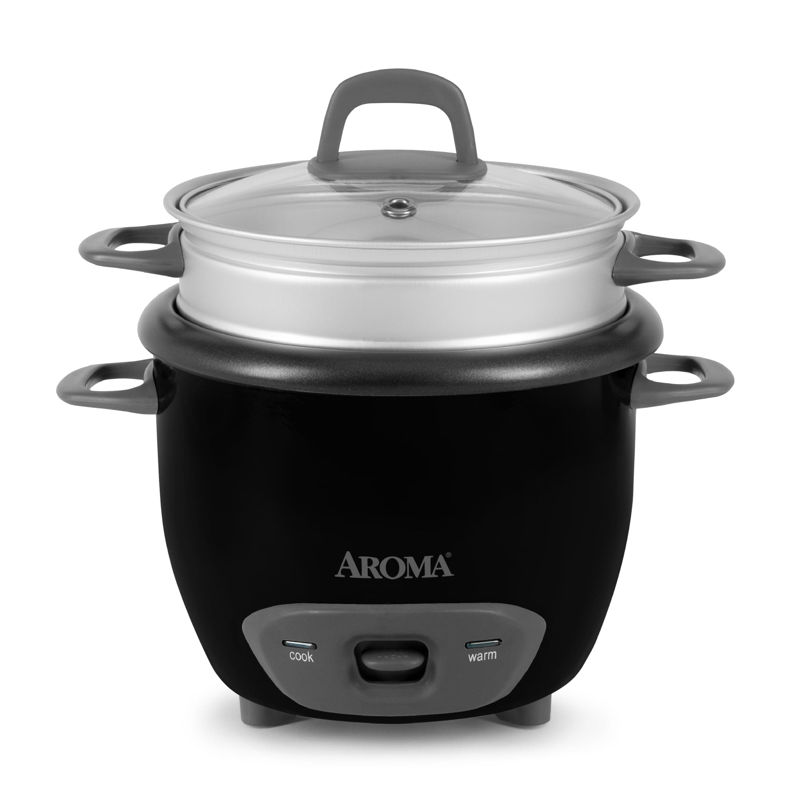 Aroma Housewares 6-Cup (Cooked) Pot-Style Rice Cooker and Food Steamer, Black ARC-743-1NGB Black Steamer