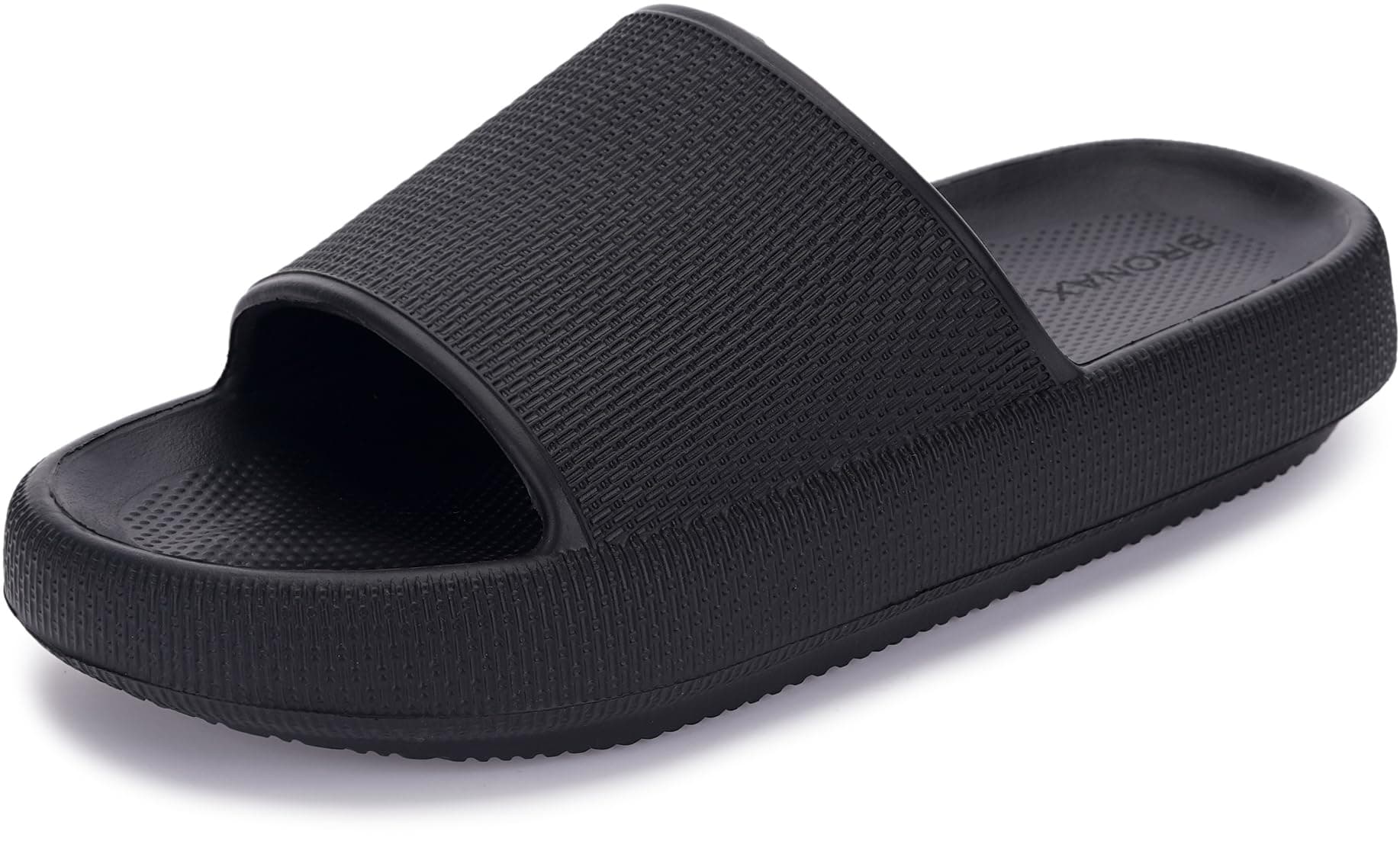BRONAX Pillow Slippers for Women and Men | House Slides Shower Sandals | Cushioned Thick Sole 12-13 Women/10.5-11 Men Black